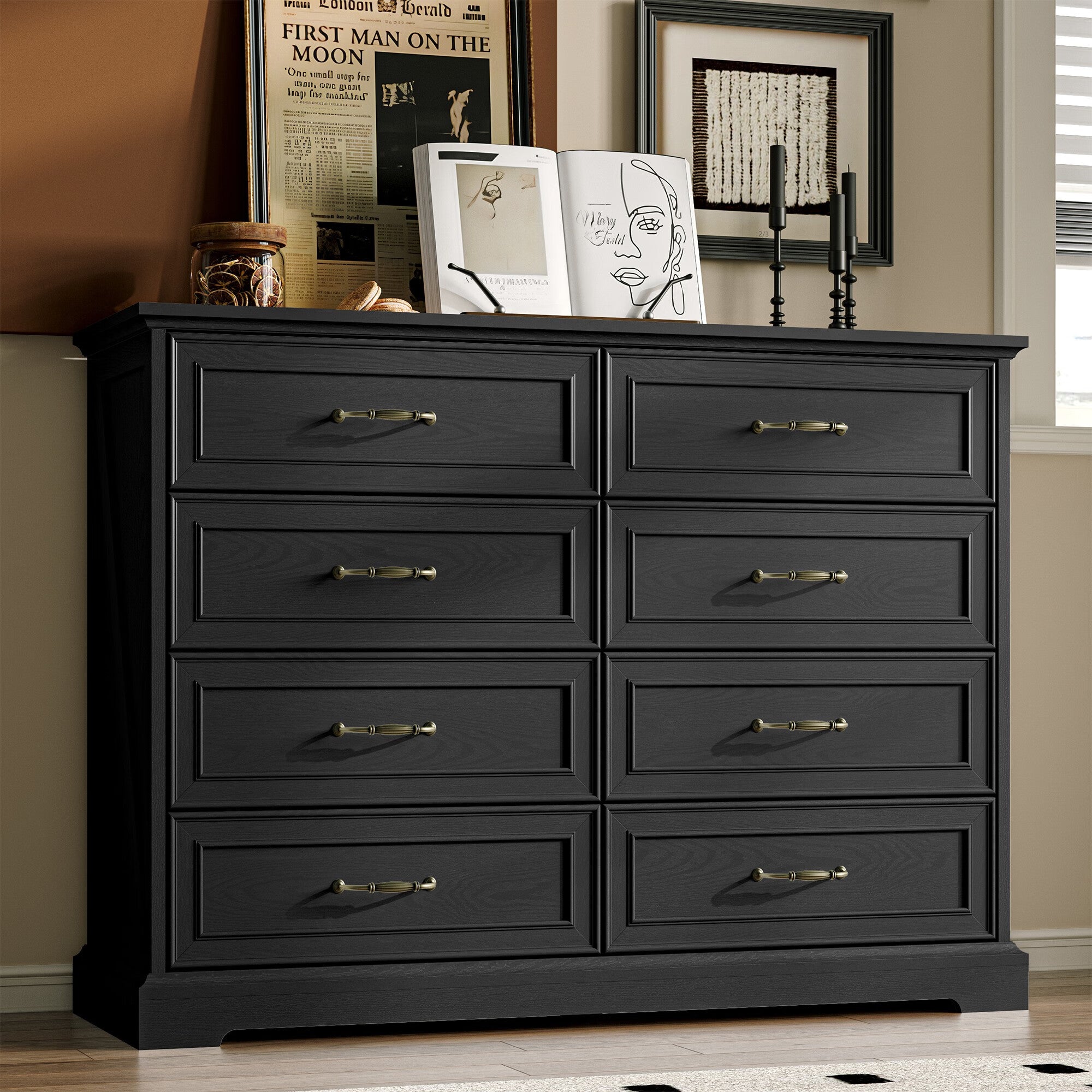FANRAL Tall Dresser for Bedroom with 6 Drawers Chest of Drawers,en Dresser Storage Cabinet with Metal Handles, Dresser