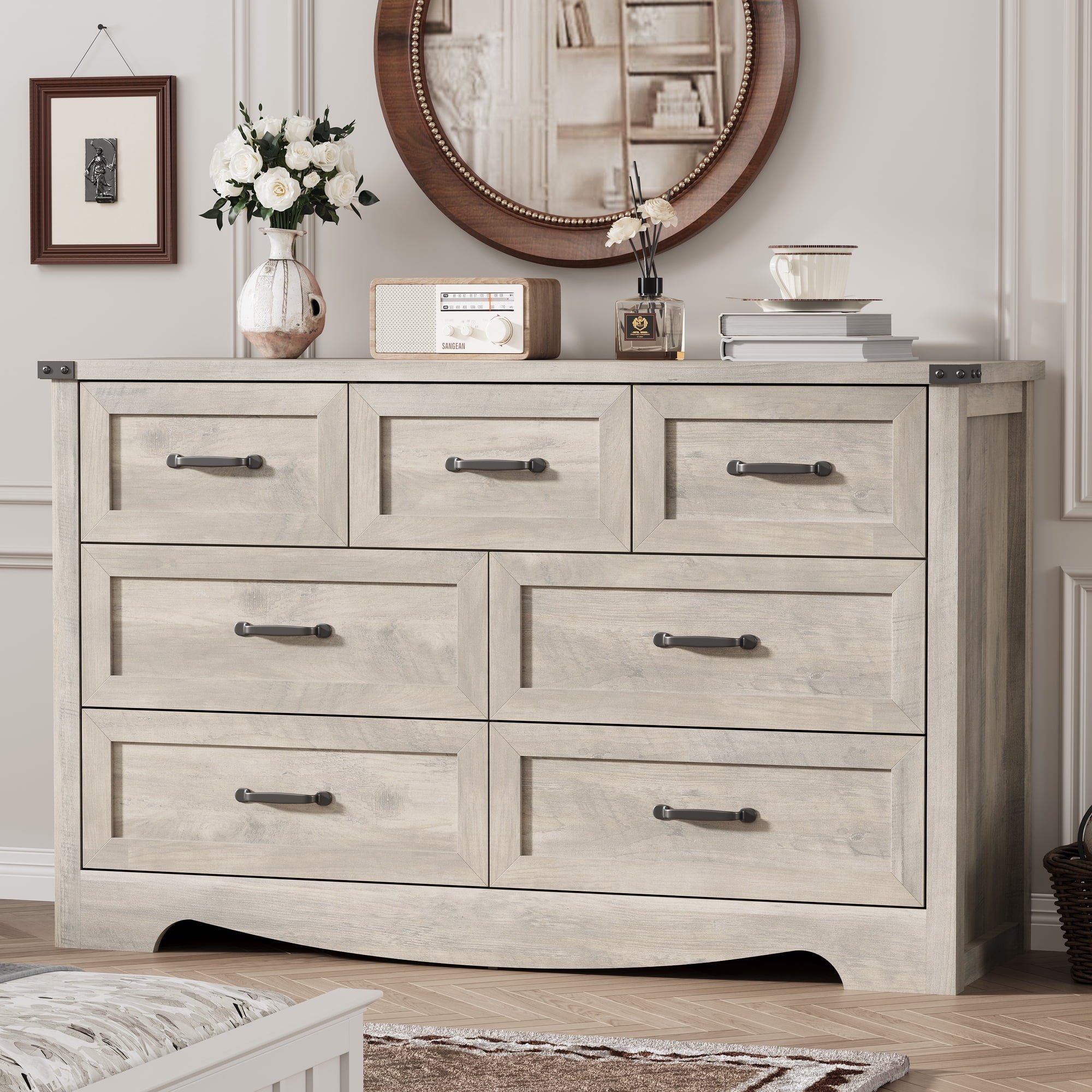 FANRAL 6 Drawers Dresser for Bedroom,Modern en Chest of Drawers,Storage Organizer Dresser for Closet, Dresser