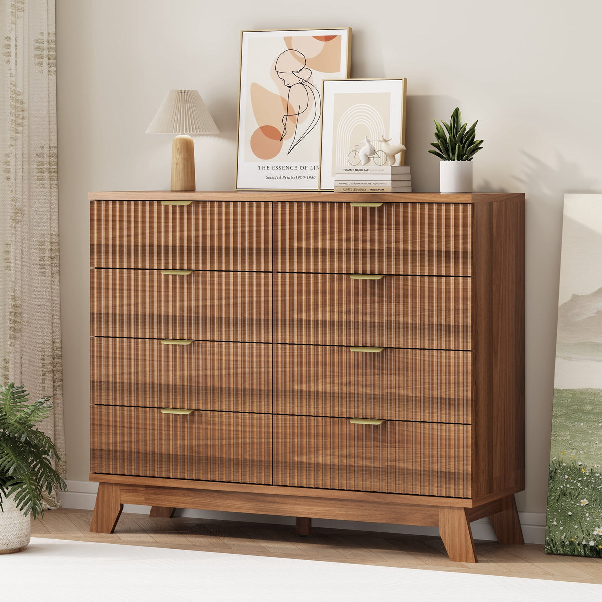 FANRAL 6 Drawers Dresser Fluted Dresser for Bedroom,en Chest of Drawers Modern Dresser for Closet, Dresser