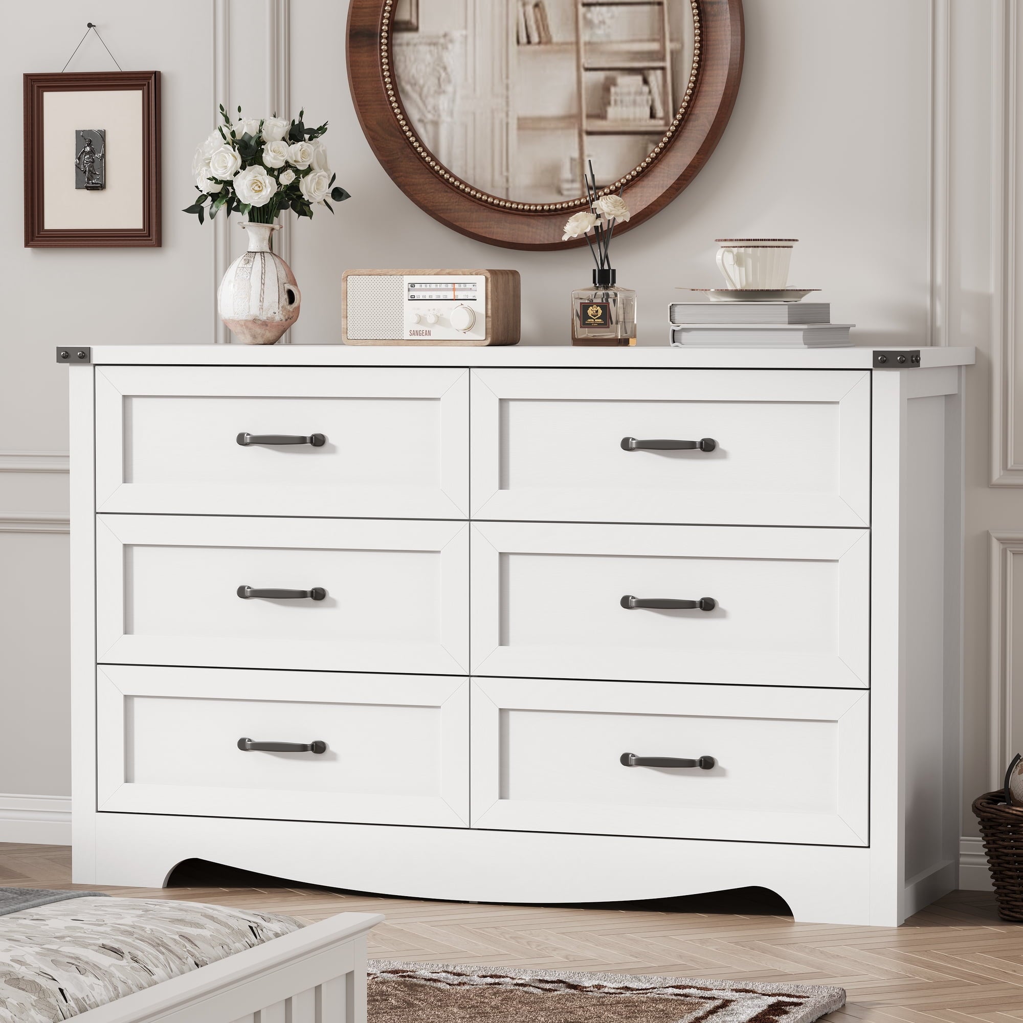 FANRAL 6 Drawers Dresser for Bedroom,Modern en Chest of Drawers,Storage Organizer Dresser for Closet, Dresser