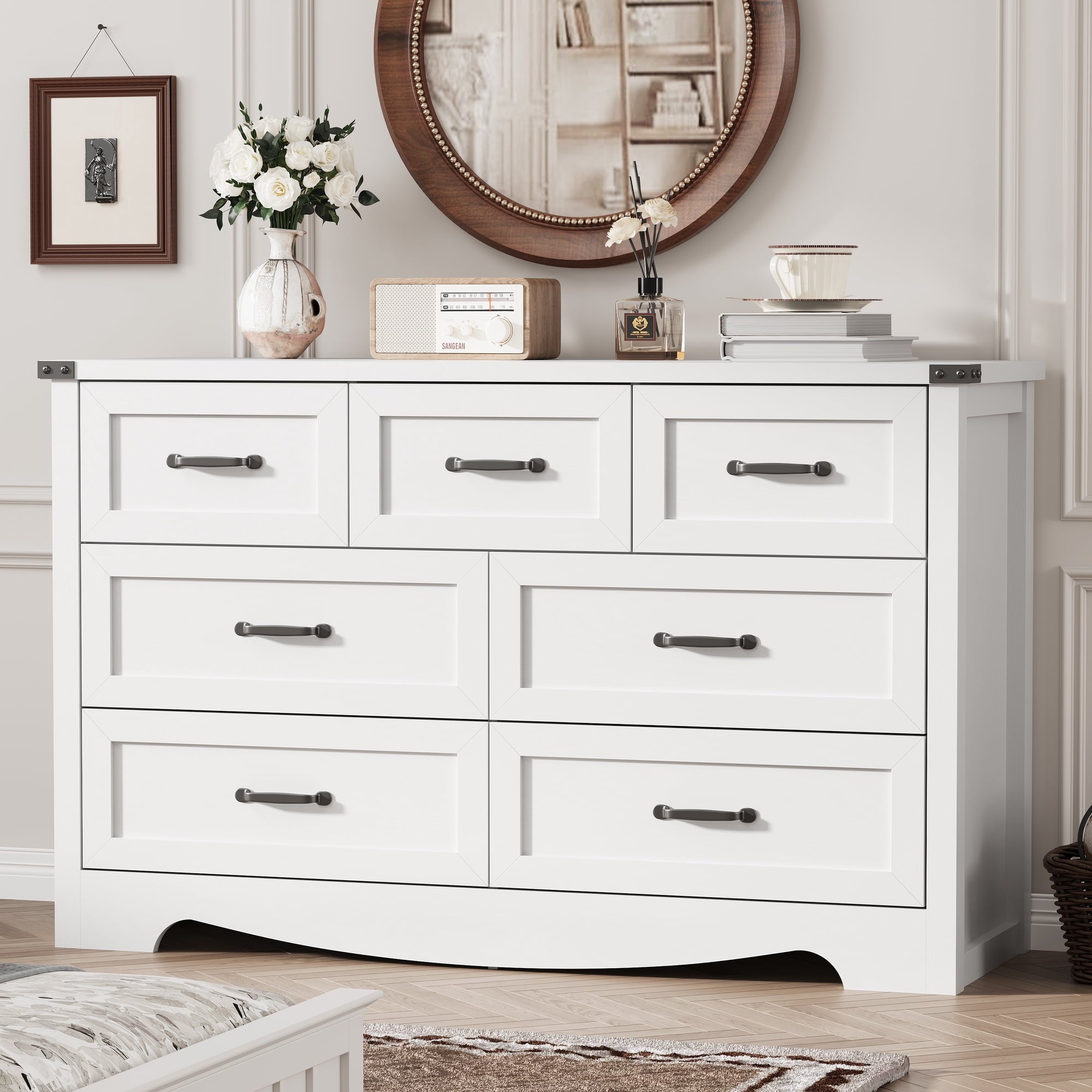 FANRAL 6 Drawers Dresser for Bedroom,Modern en Chest of Drawers,Storage Organizer Dresser for Closet, Dresser