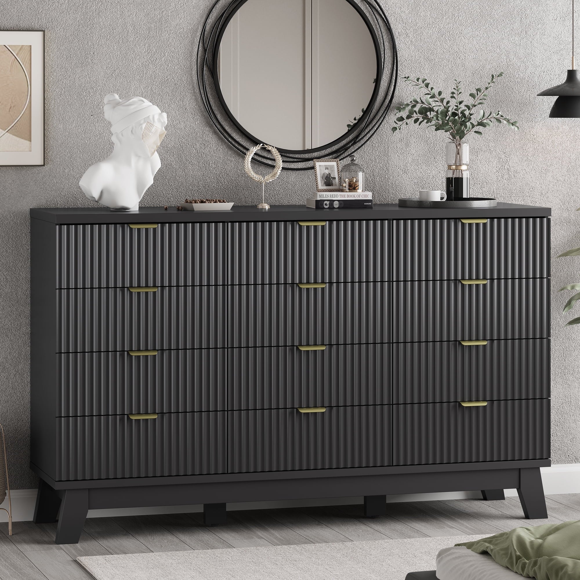 FANRAL 6 Drawers Dresser Fluted Dresser for Bedroom,en Chest of Drawers Modern Dresser for Closet, Dresser