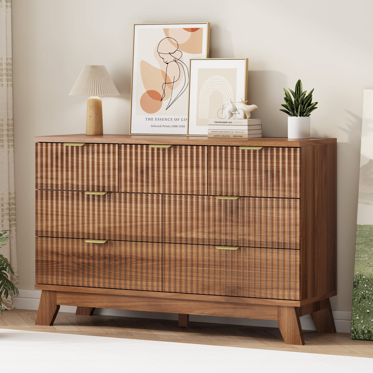 FANRAL 6 Drawers Dresser Fluted Dresser for Bedroom,en Chest of Drawers Modern Dresser for Closet, Dresser