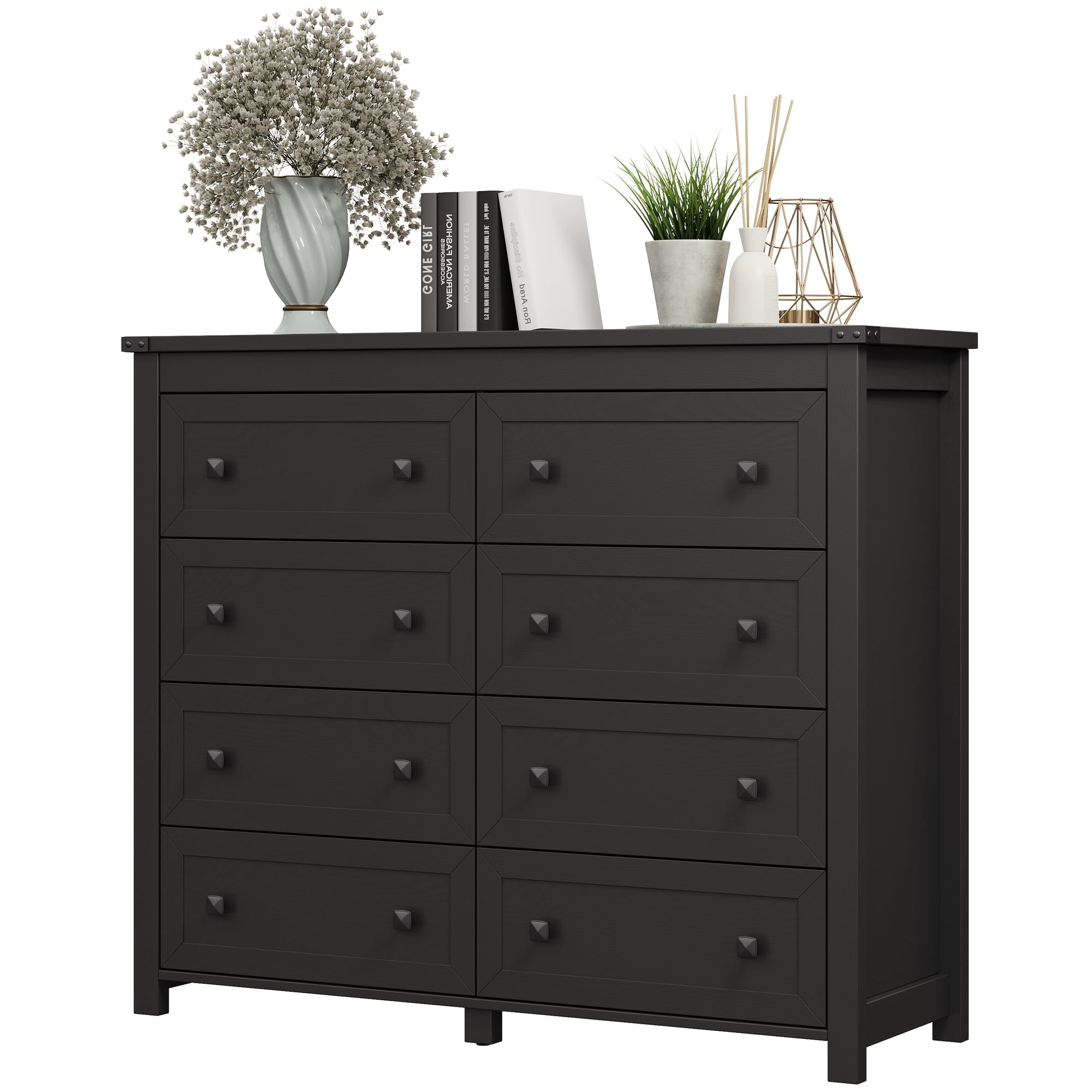 FANRAL Dresser for Bedroom with 6 Drawers, Metal Handle Closet Storage Cabinet,Wide TV Stand Chests of Drawers, Dresser