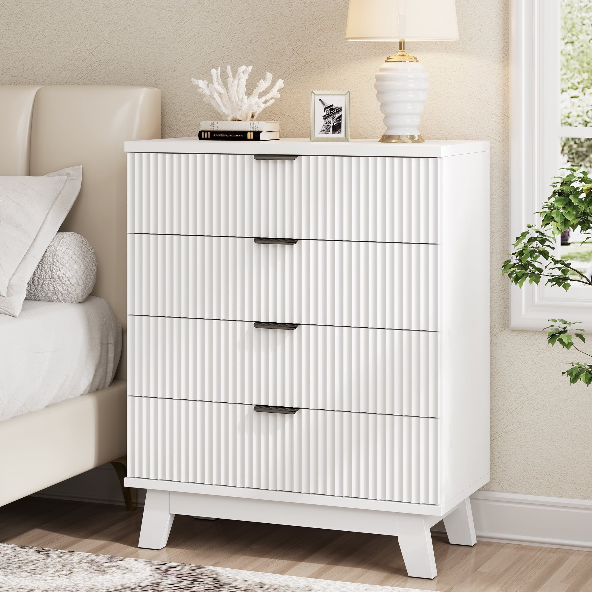 FANRAL 6 Drawers Dresser Fluted Dresser for Bedroom,en Chest of Drawers Modern Dresser for Closet, Dresser