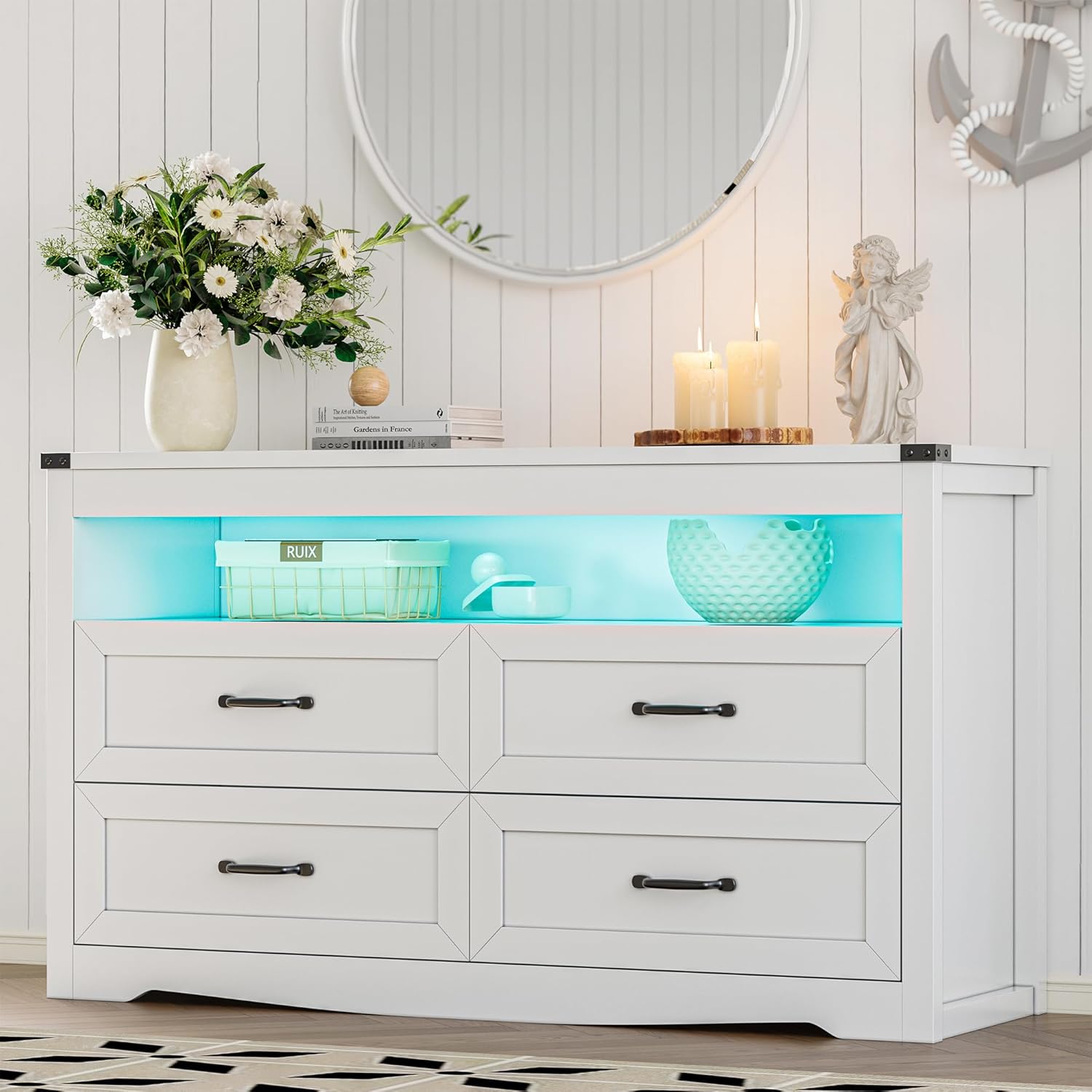FANRAL 6 Drawers Dresser for Bedroom,Modern en Chest of Drawers,Storage Organizer Dresser for Closet, Dresser