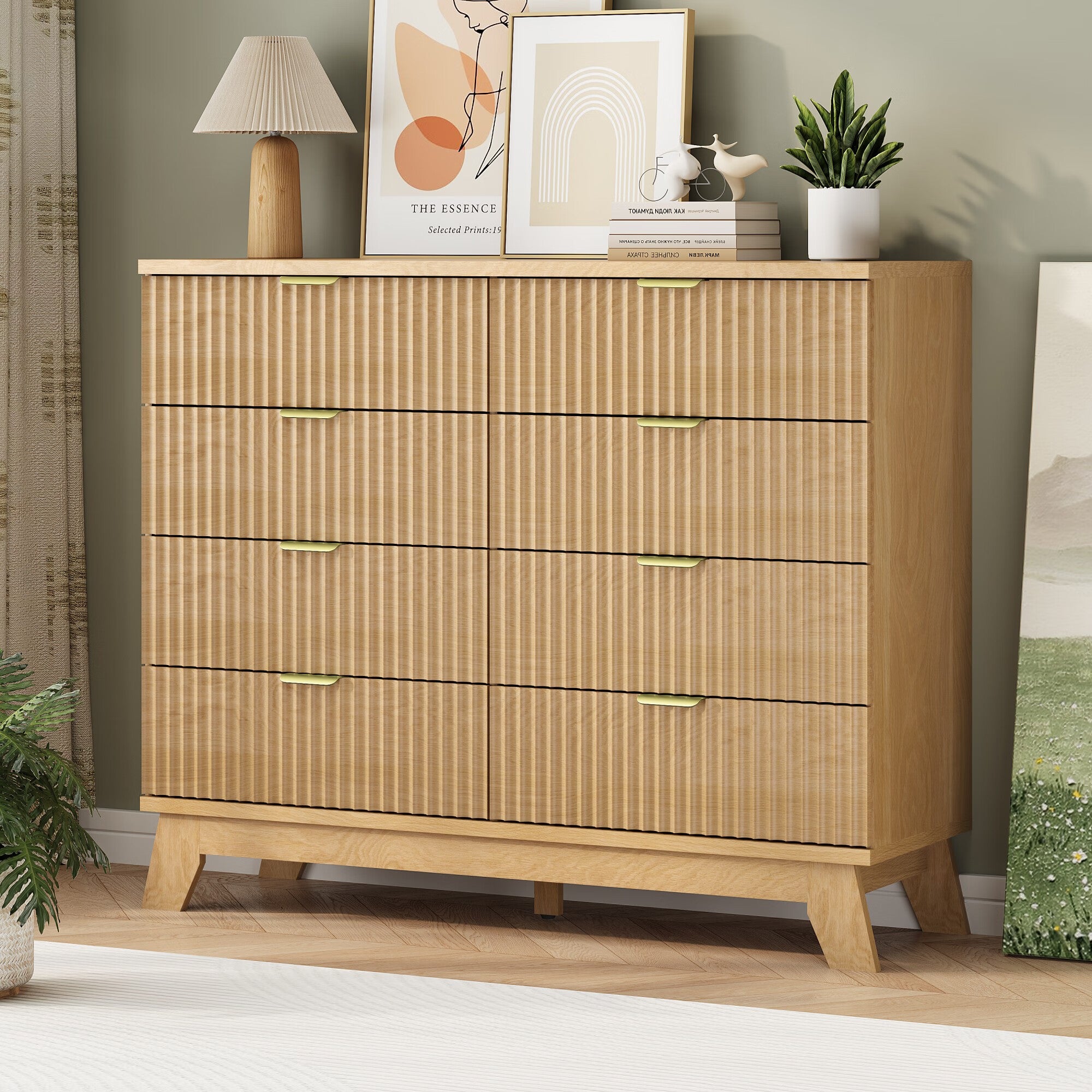 FANRAL 6 Drawers Dresser Fluted Dresser for Bedroom,en Chest of Drawers Modern Dresser for Closet, Dresser