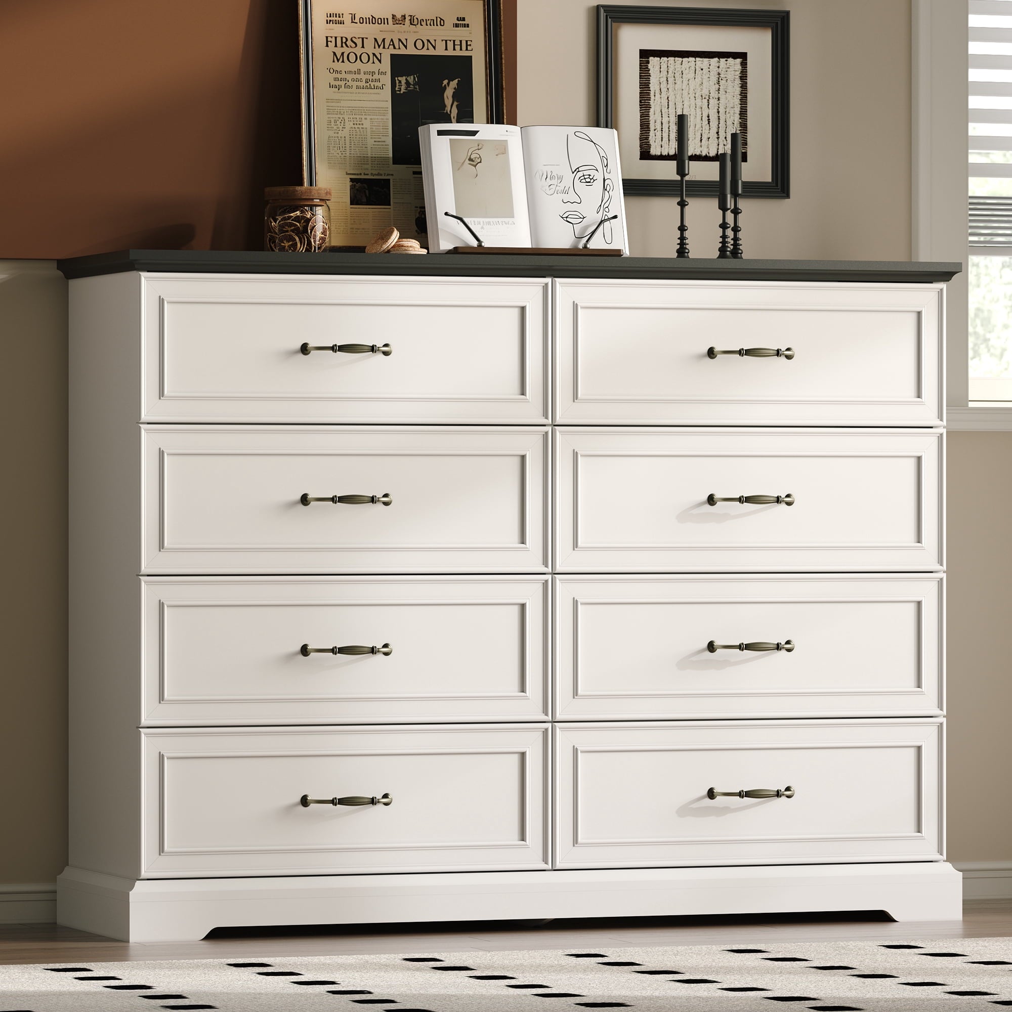 FANRAL Tall Dresser for Bedroom with 6 Drawers Chest of Drawers,en Dresser Storage Cabinet with Metal Handles, Dresser