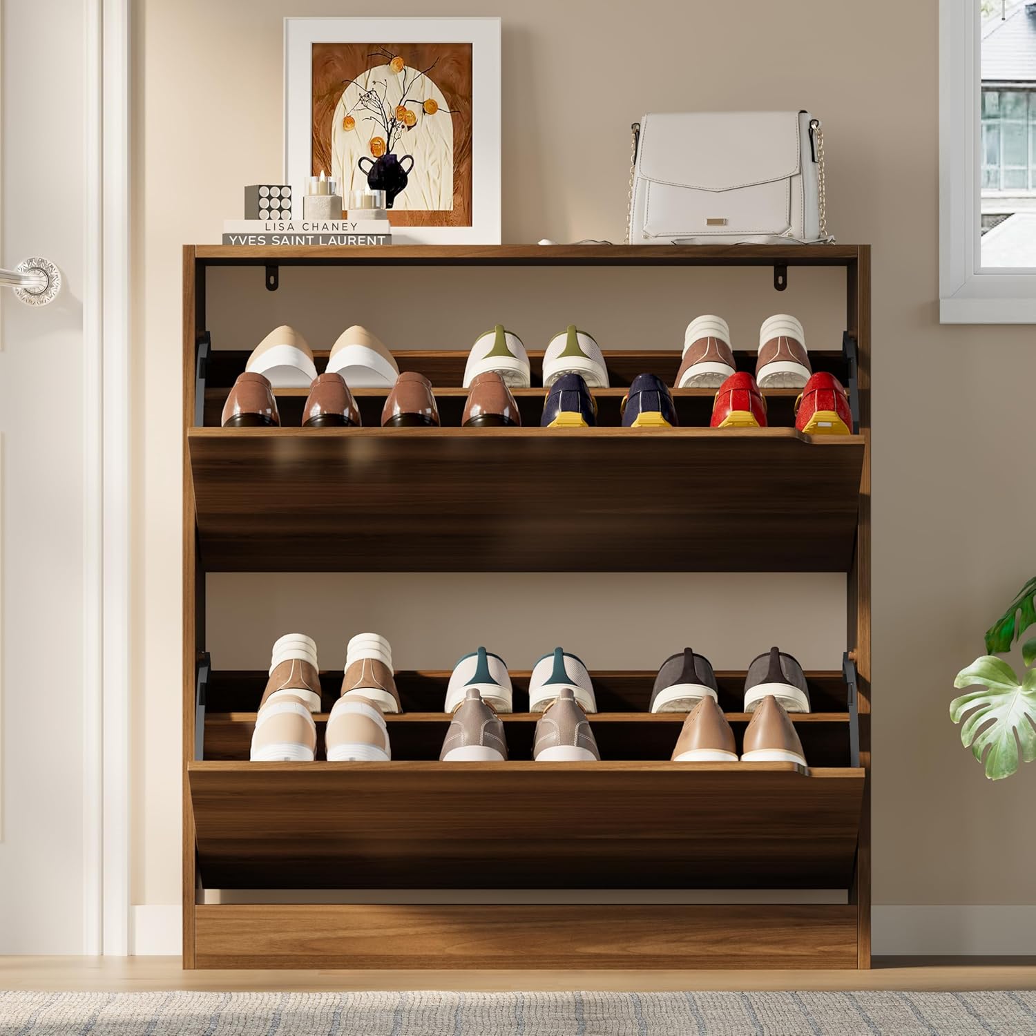 FANRAL Shoe Storage Cabinet for Entryway, Shoe Cabinet Storage with 3 Flip Drawers,Shoe Cabinet for Entryway Slim Space,3 Tier Shoe Cabinet Freestanding Shoe Rack for Entryway,Hallway