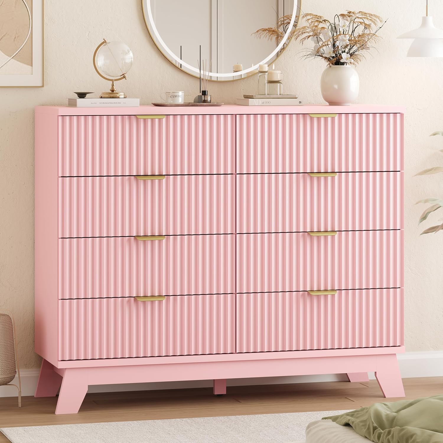 FANRAL 6 Drawers Dresser Fluted Dresser for Bedroom,en Chest of Drawers Modern Dresser for Closet, Dresser