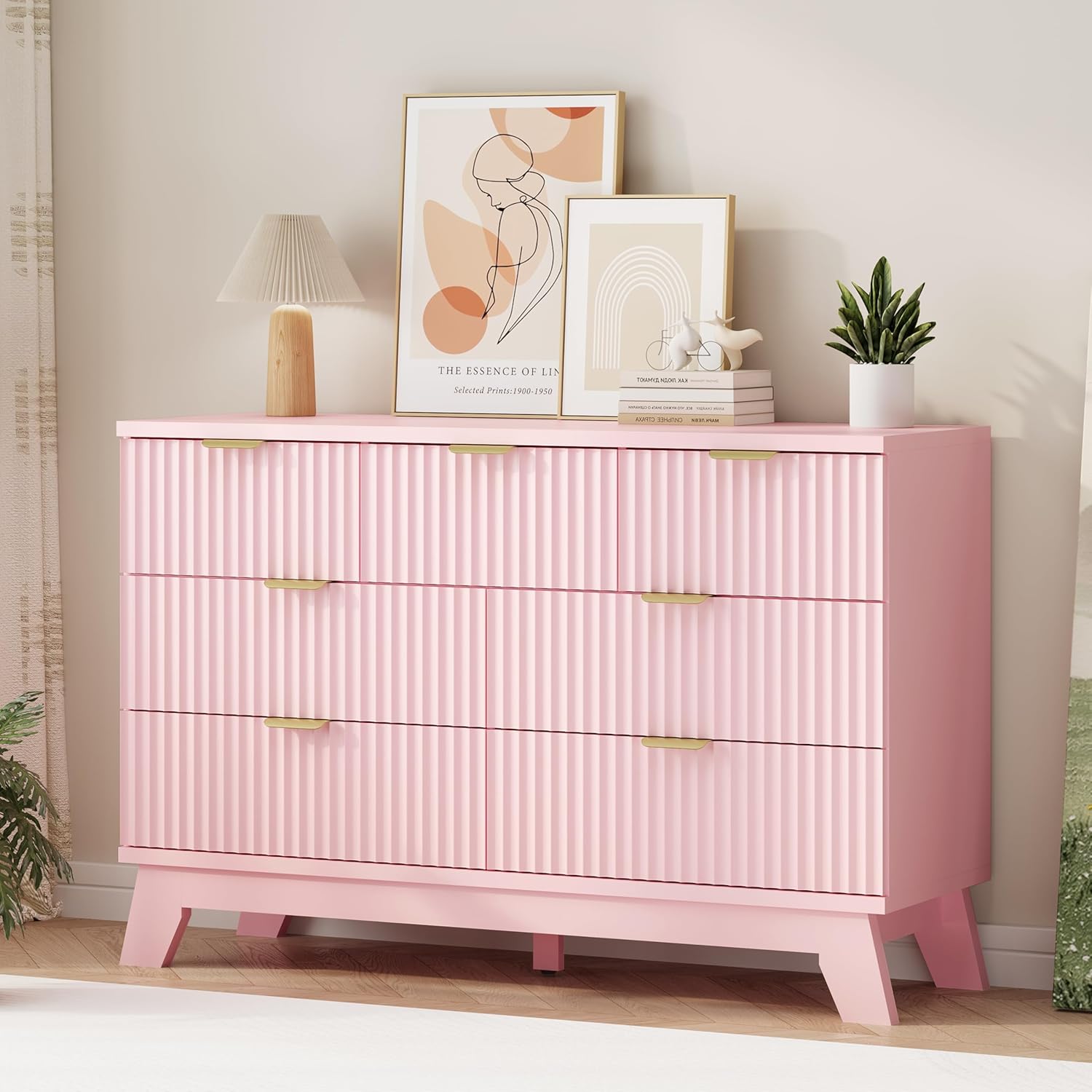 FANRAL 6 Drawers Dresser Fluted Dresser for Bedroom,en Chest of Drawers Modern Dresser for Closet, Dresser