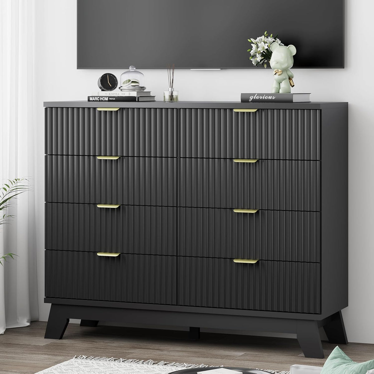 FANRAL 6 Drawers Dresser Fluted Dresser for Bedroom,en Chest of Drawers Modern Dresser for Closet, Dresser
