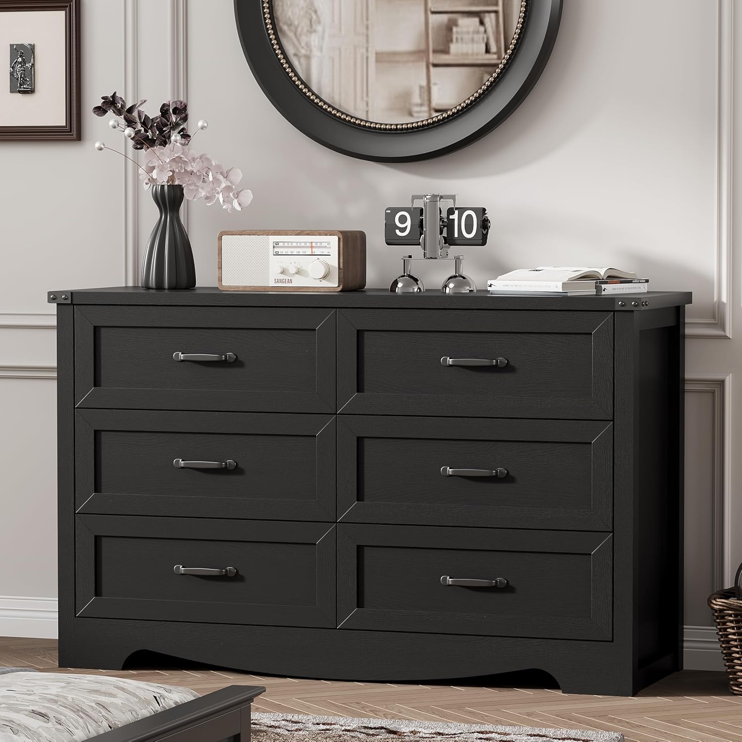 FANRAL 6 Drawers Dresser for Bedroom,Modern en Chest of Drawers,Storage Organizer Dresser for Closet, Dresser