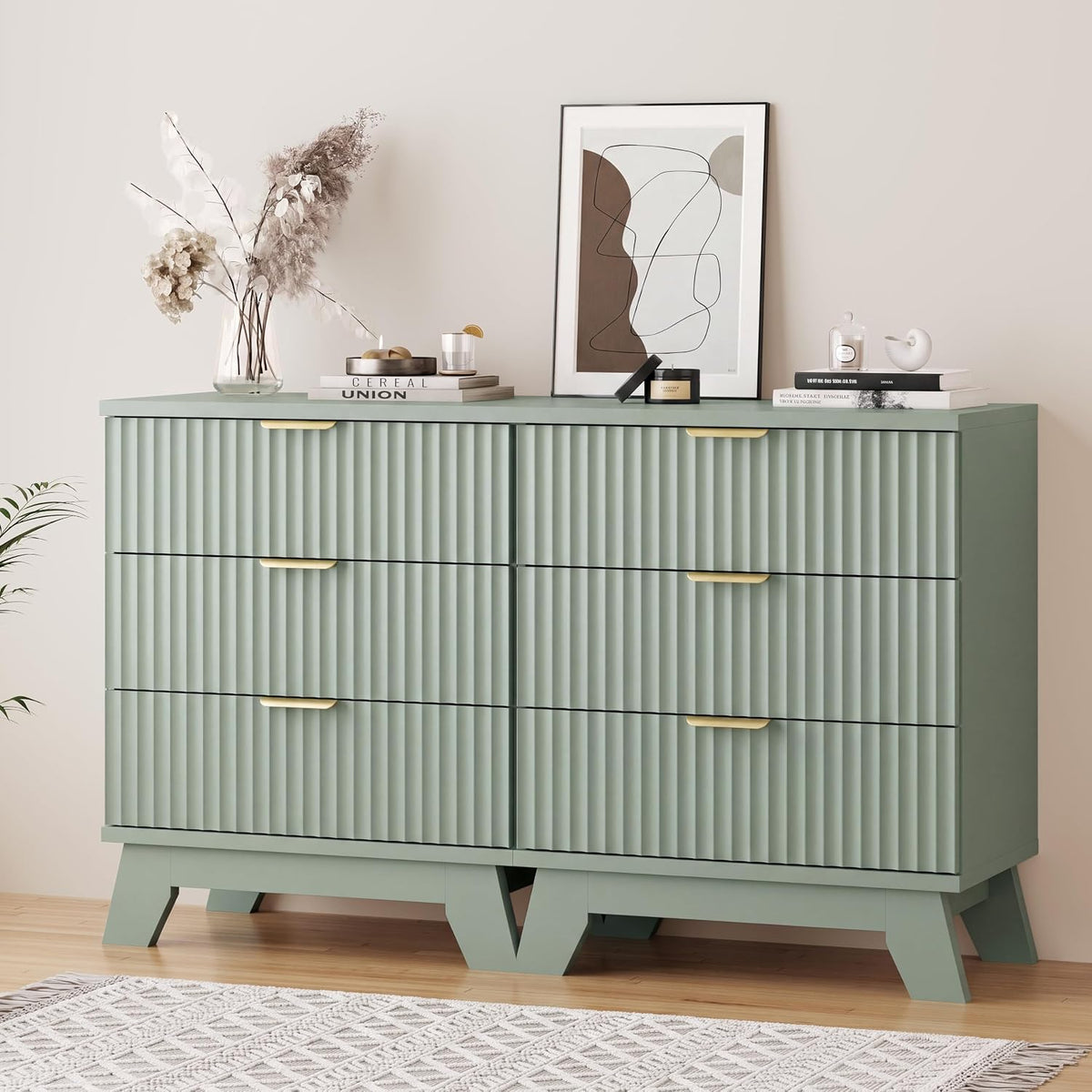 FANRAL 3 Large Drawer Nightstand,30" Tall Night Stand,24" Wide Side Table, Fluted Bedside Table Modern End Table Small Dresser for Bedroom, Nightstand