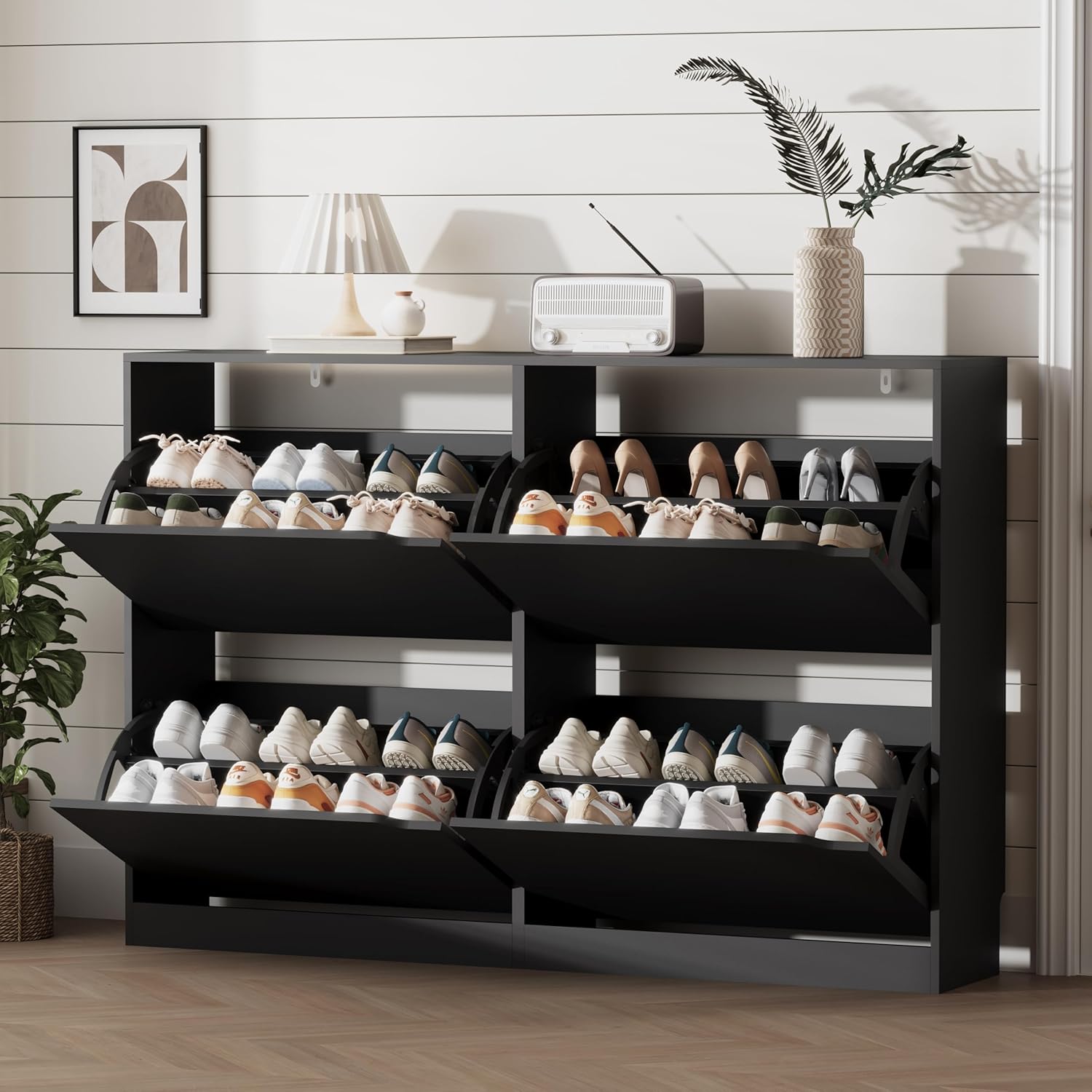 FANRAL Shoe Storage Cabinet for Entryway, Shoe Cabinet Storage with 3 Flip Drawers,Shoe Cabinet for Entryway Slim Space,3 Tier Shoe Cabinet Freestanding Shoe Rack for Entryway,Hallway