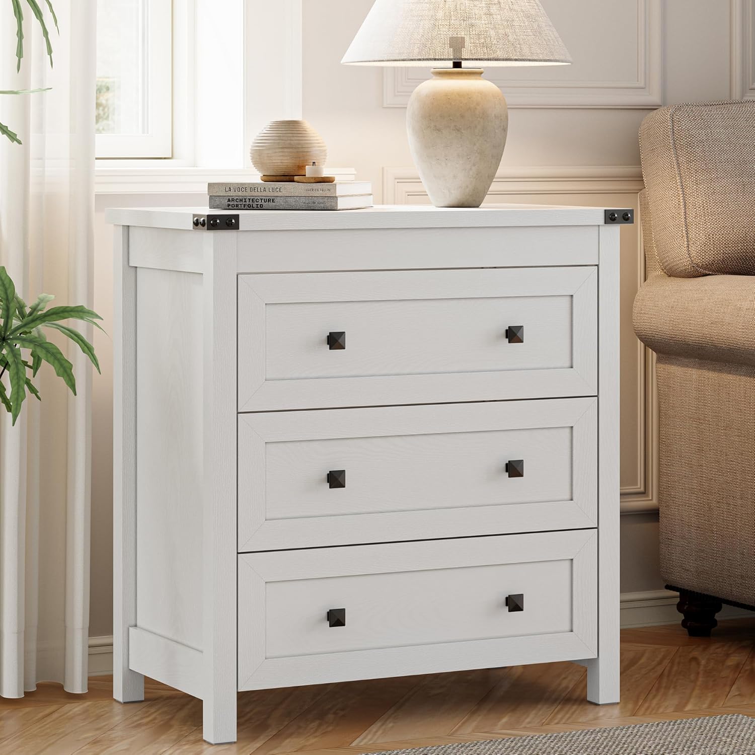 FANRAL Dresser for Bedroom with 6 Drawers, Metal Handle Closet Storage Cabinet,Wide TV Stand Chests of Drawers, Dresser