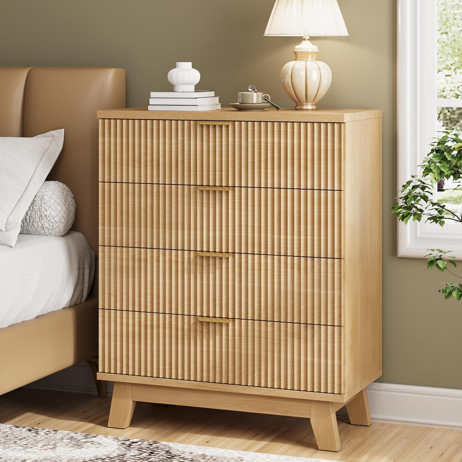 FANRAL 6 Drawers Dresser Fluted Dresser for Bedroom,en Chest of Drawers Modern Dresser for Closet, Dresser