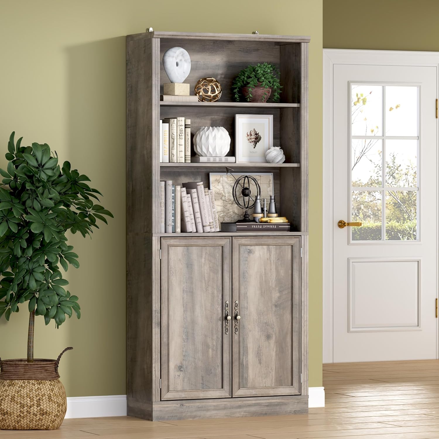 FANRAL 75" Open Bookshelf, 24" Wide 6 Tier Storage Organizer with Adjustable Shelving, Freestanding Anti-Tipping Display Shelf for Home Office Study, Bookcase
