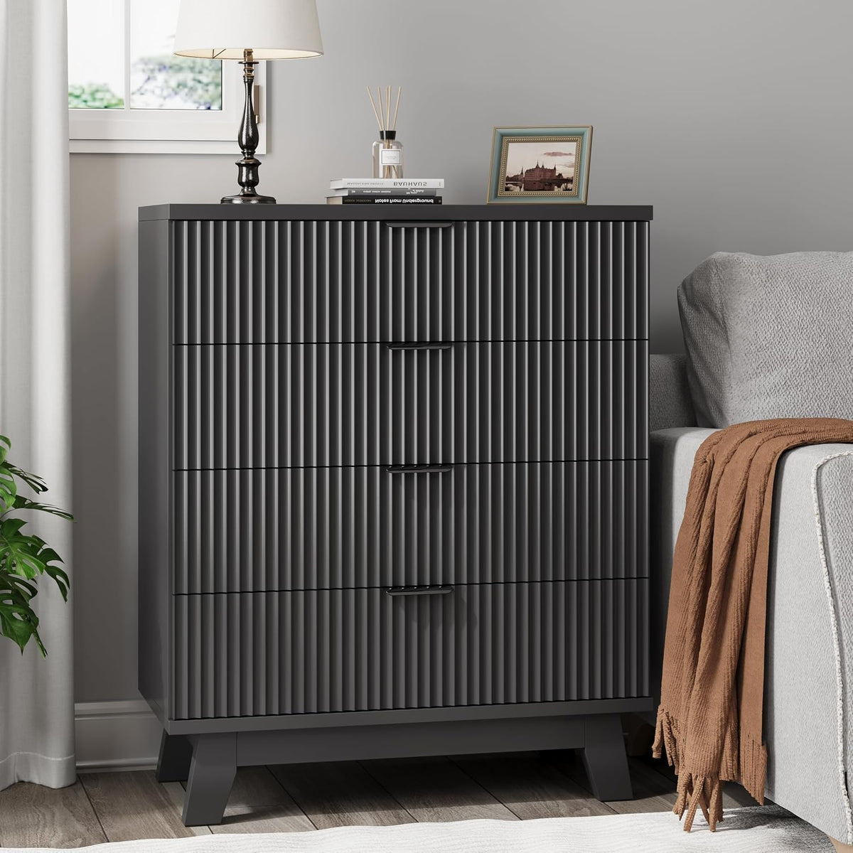 FANRAL 6 Drawers Dresser Fluted Dresser for Bedroom,en Chest of Drawers Modern Dresser for Closet, Dresser