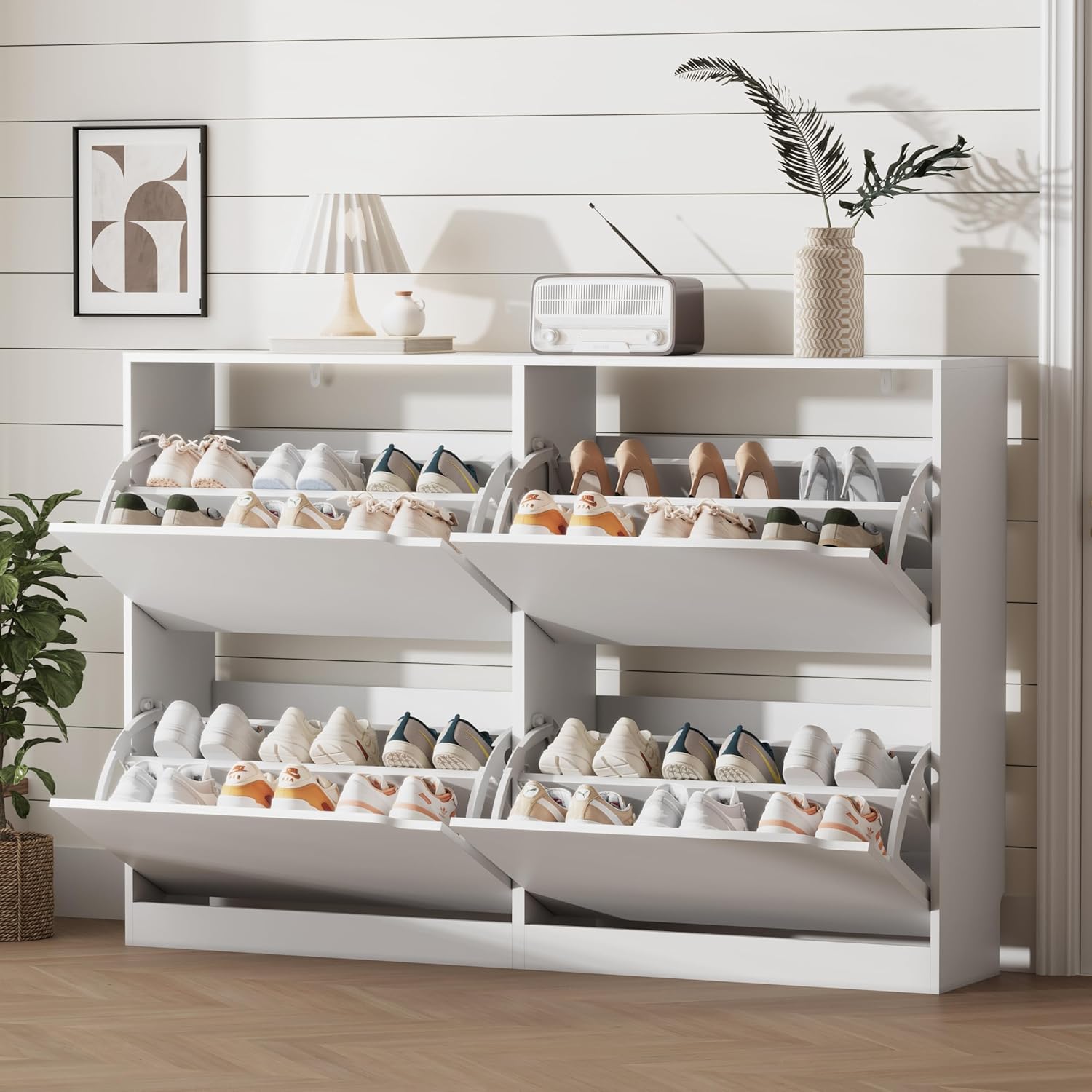 FANRAL Shoe Storage Cabinet for Entryway, Shoe Cabinet Storage with 3 Flip Drawers,Shoe Cabinet for Entryway Slim Space,3 Tier Shoe Cabinet Freestanding Shoe Rack for Entryway,Hallway