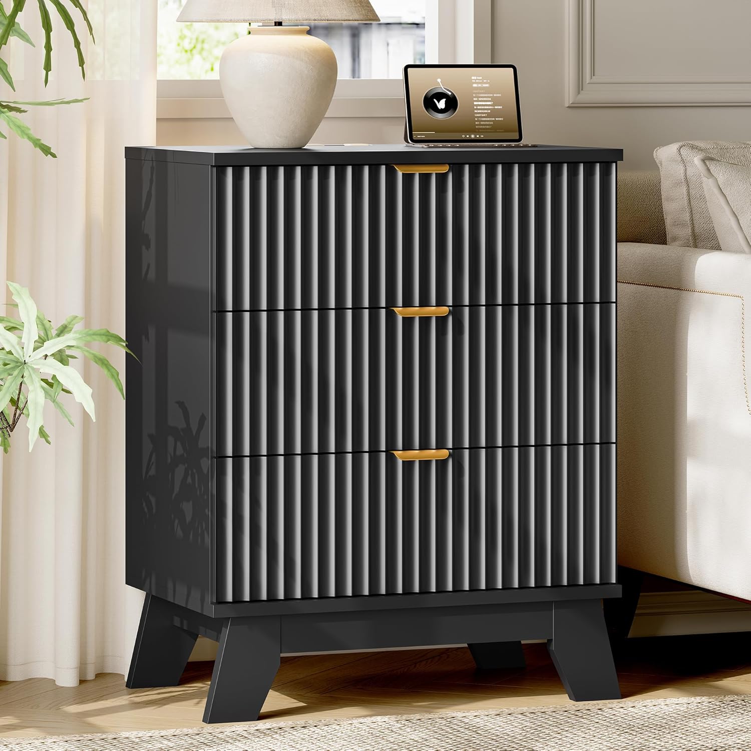 FANRAL 6 Drawers Dresser Fluted Dresser for Bedroom,en Chest of Drawers Modern Dresser for Closet, Dresser