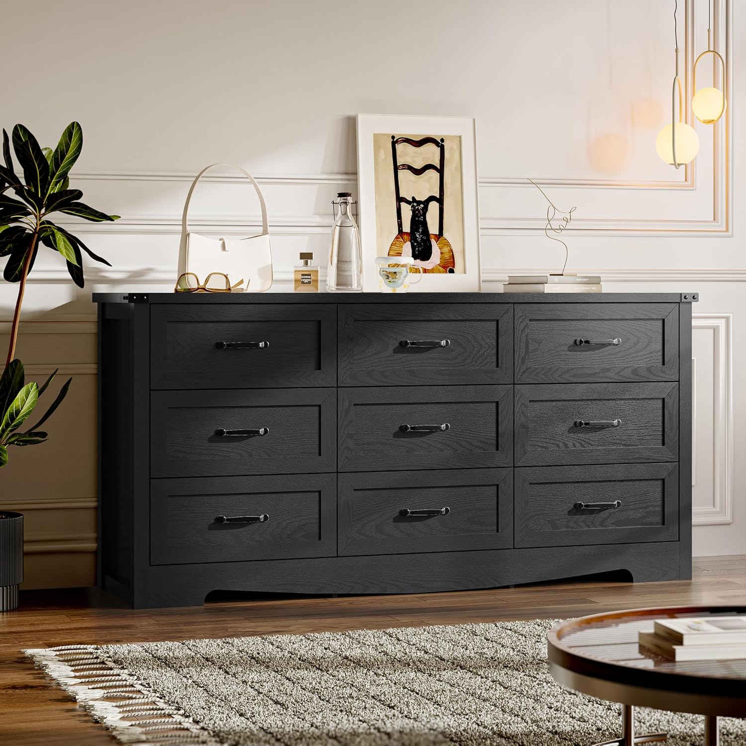 FANRAL 6 Drawers Dresser for Bedroom,Modern en Chest of Drawers,Storage Organizer Dresser for Closet, Dresser