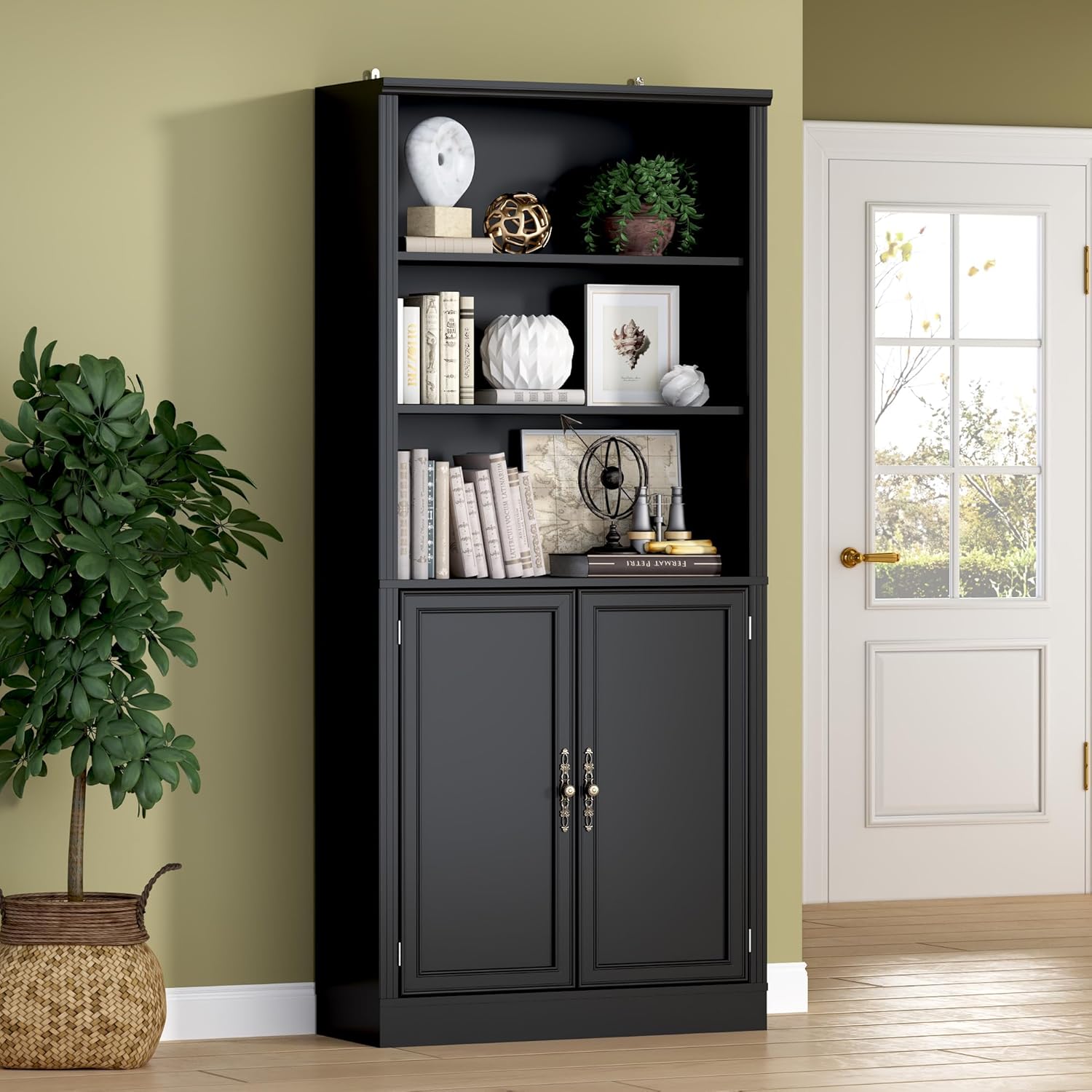 FANRAL 75" Open Bookshelf, 24" Wide 6 Tier Storage Organizer with Adjustable Shelving, Freestanding Anti-Tipping Display Shelf for Home Office Study, Bookcase