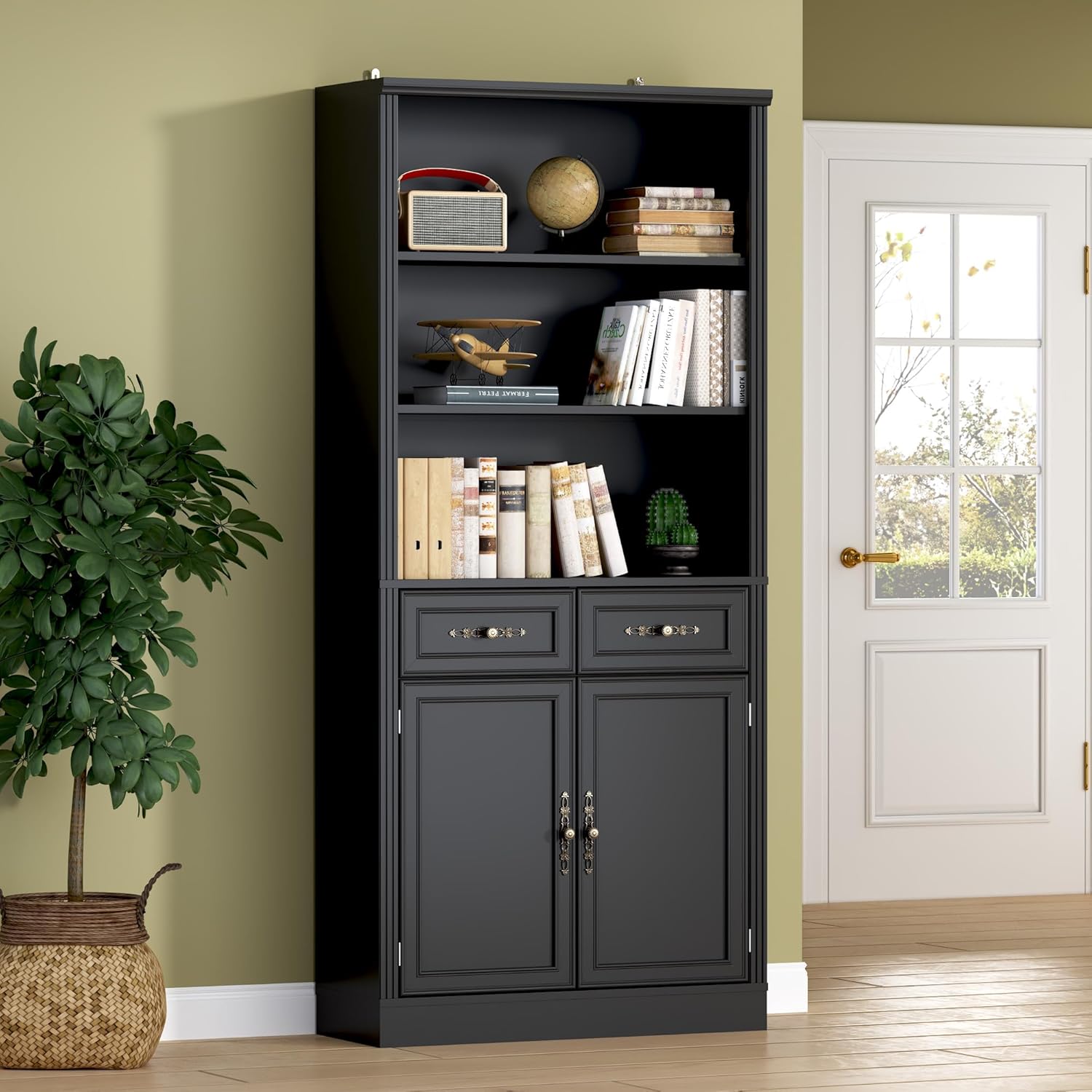 FANRAL 75" Open Bookshelf, 24" Wide 6 Tier Storage Organizer with Adjustable Shelving, Freestanding Anti-Tipping Display Shelf for Home Office Study, Bookcase