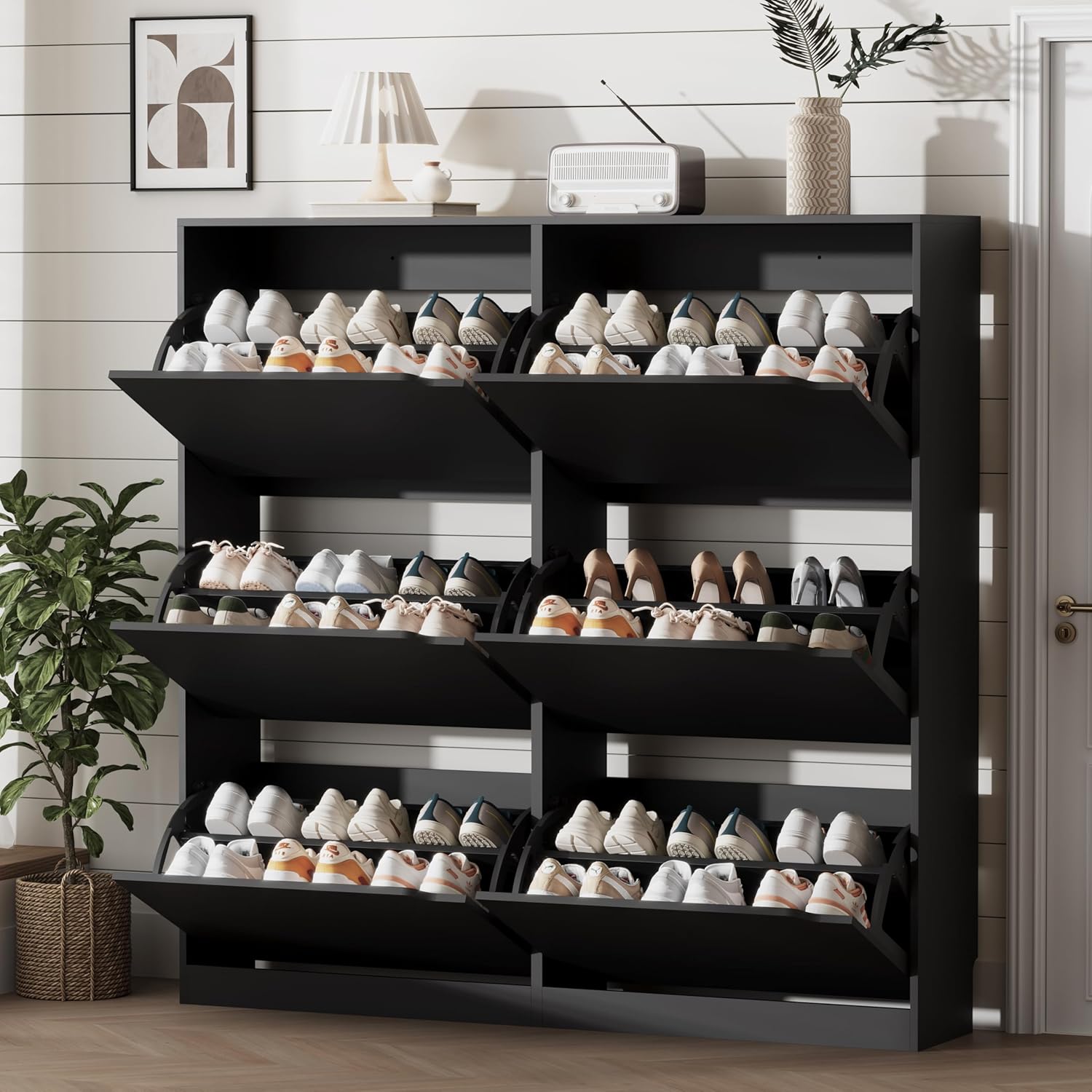 FANRAL Shoe Storage Cabinet for Entryway, Shoe Cabinet Storage with 3 Flip Drawers,Shoe Cabinet for Entryway Slim Space,3 Tier Shoe Cabinet Freestanding Shoe Rack for Entryway,Hallway