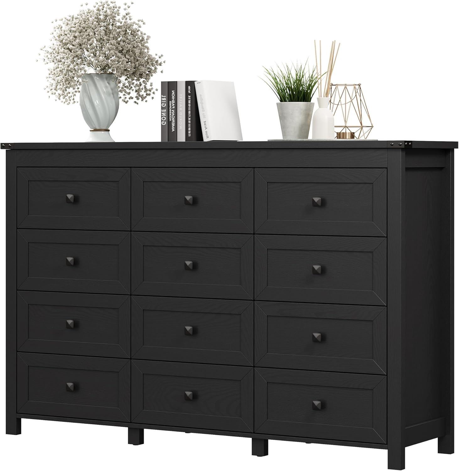 FANRAL Dresser for Bedroom with 6 Drawers, Metal Handle Closet Storage Cabinet,Wide TV Stand Chests of Drawers, Dresser