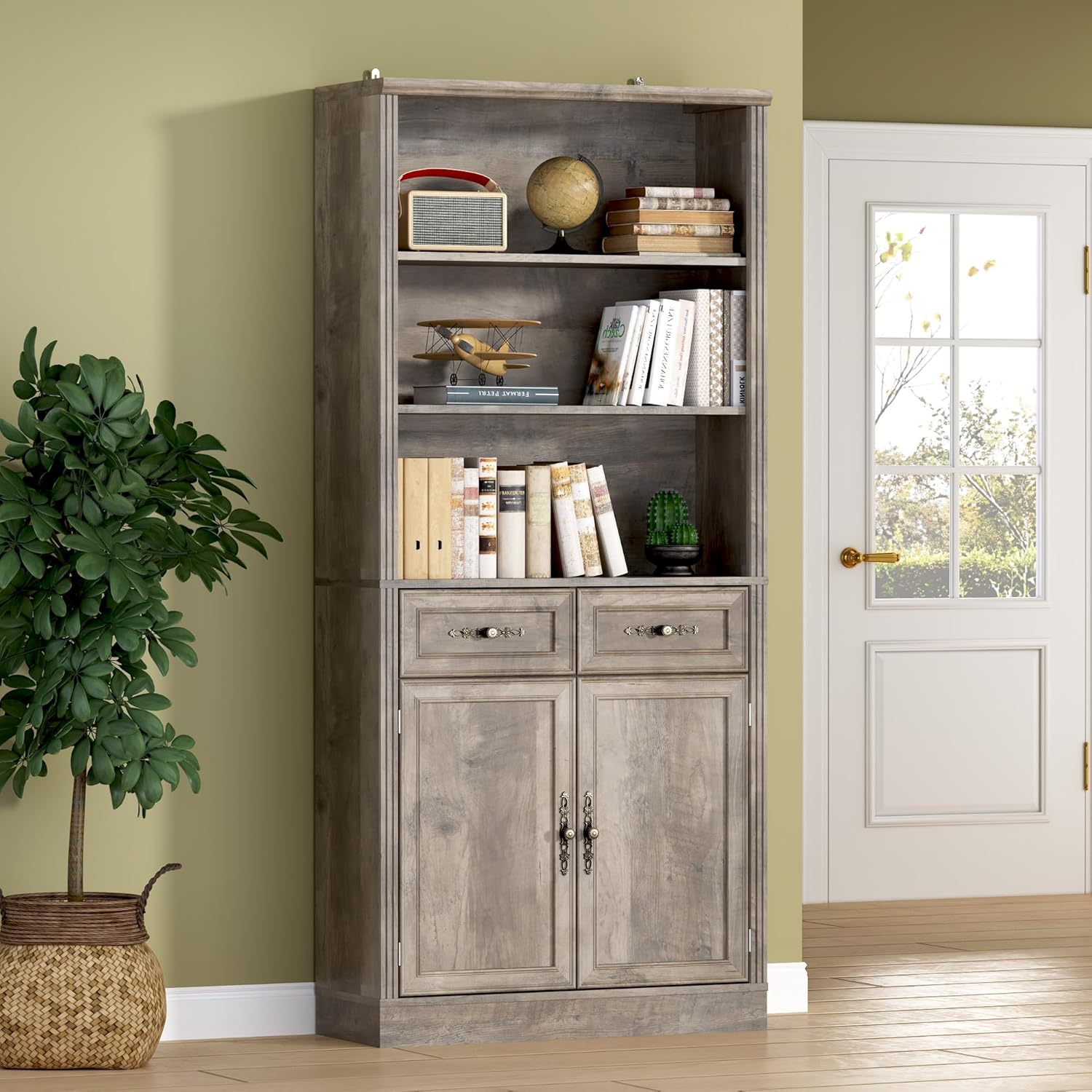 FANRAL 75" Open Bookshelf, 24" Wide 6 Tier Storage Organizer with Adjustable Shelving, Freestanding Anti-Tipping Display Shelf for Home Office Study, Bookcase