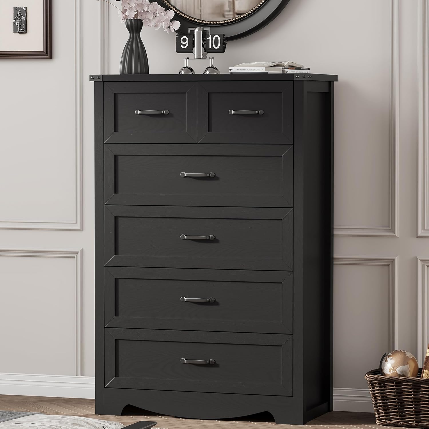 FANRAL 6 Drawers Dresser for Bedroom,Modern en Chest of Drawers,Storage Organizer Dresser for Closet, Dresser