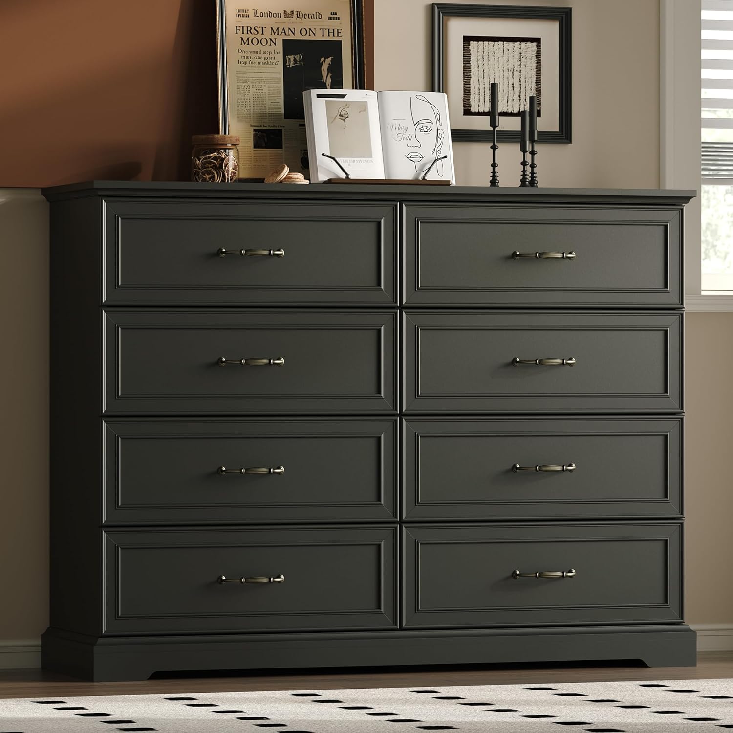 FANRAL Tall Dresser for Bedroom with 6 Drawers Chest of Drawers,en Dresser Storage Cabinet with Metal Handles, Dresser