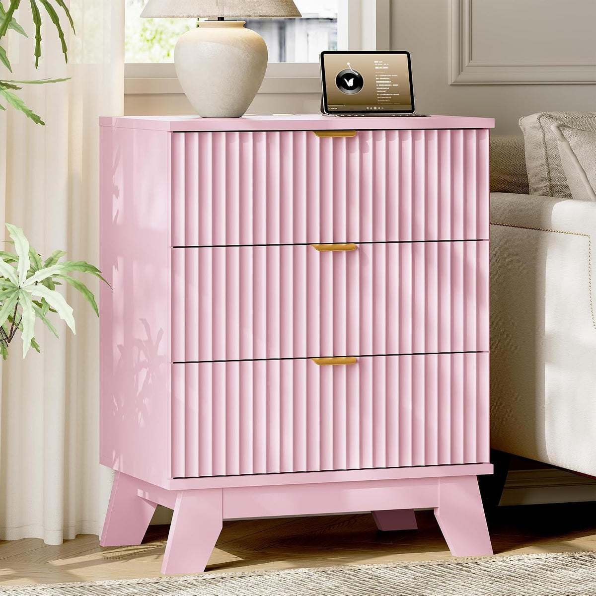 FANRAL 6 Drawers Dresser Fluted Dresser for Bedroom,en Chest of Drawers Modern Dresser for Closet, Dresser