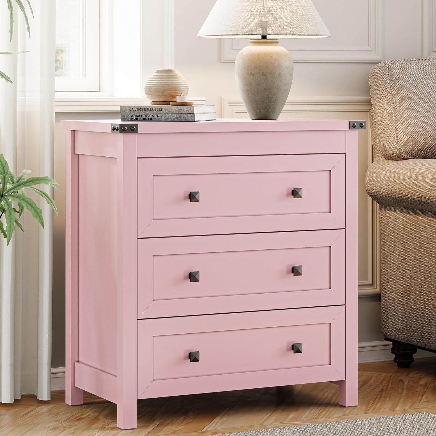 FANRAL Dresser for Bedroom with 6 Drawers, Metal Handle Closet Storage Cabinet,Wide TV Stand Chests of Drawers, Dresser