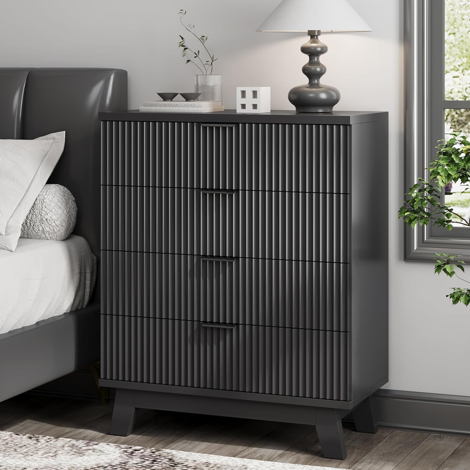 FANRAL 6 Drawers Dresser Fluted Dresser for Bedroom,en Chest of Drawers Modern Dresser for Closet, Dresser