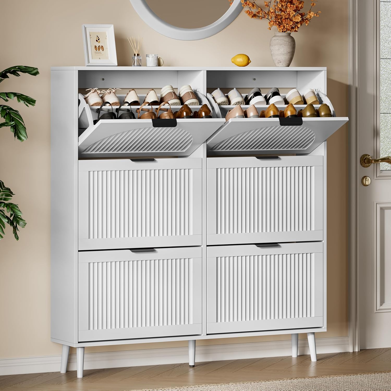 FANRAL Shoe Storage Cabinet for Entryway, Shoe Cabinet Storage with 3 Flip Drawers,Shoe Cabinet for Entryway Slim Space,3 Tier Shoe Cabinet Freestanding Shoe Rack for Entryway,Hallway
