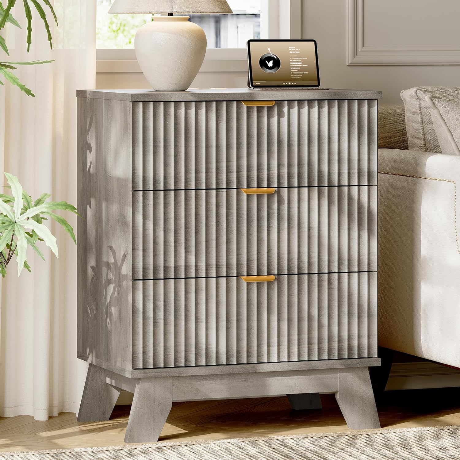 FANRAL 6 Drawers Dresser Fluted Dresser for Bedroom,en Chest of Drawers Modern Dresser for Closet, Dresser