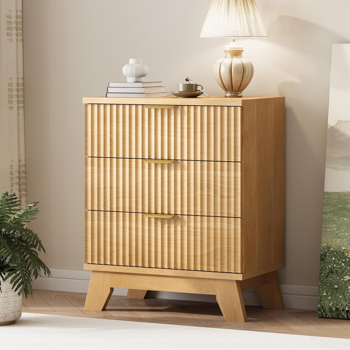 FANRAL 6 Drawers Dresser Fluted Dresser for Bedroom,en Chest of Drawers Modern Dresser for Closet, Dresser