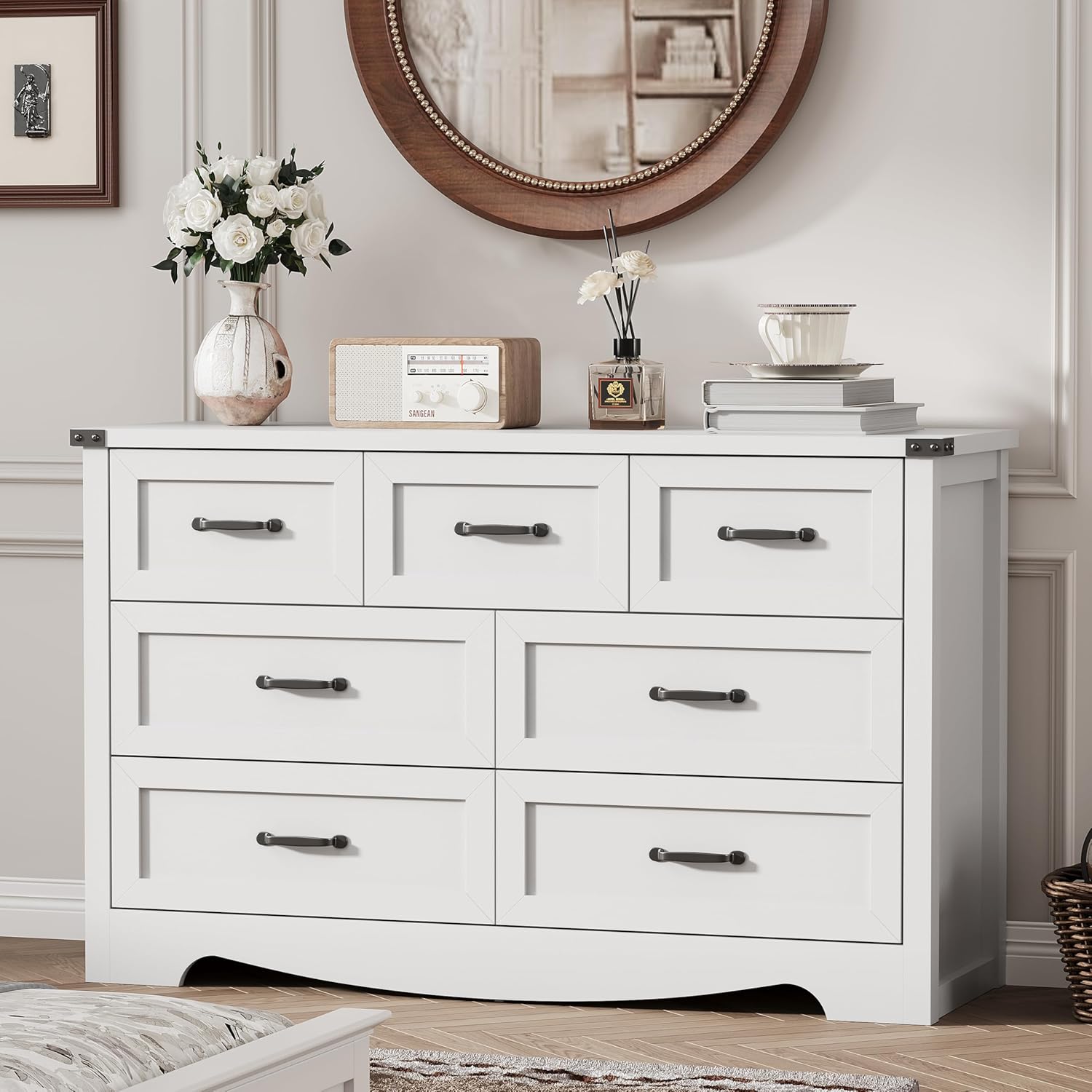 FANRAL 6 Drawers Dresser for Bedroom,Modern en Chest of Drawers,Storage Organizer Dresser for Closet, Dresser