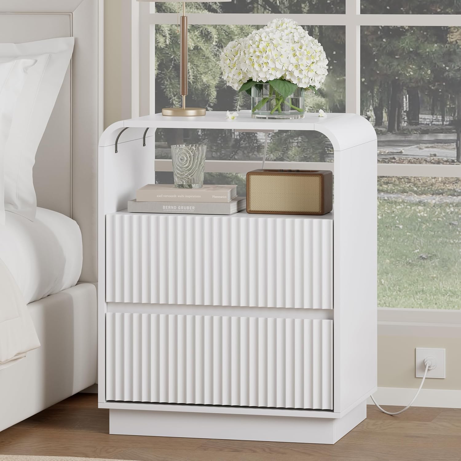 FANRAL Dresser for Bedroom,Tall 5 Drawer Modern Quilted Vertical Storage Chest with LED Lights, Tall Dresser