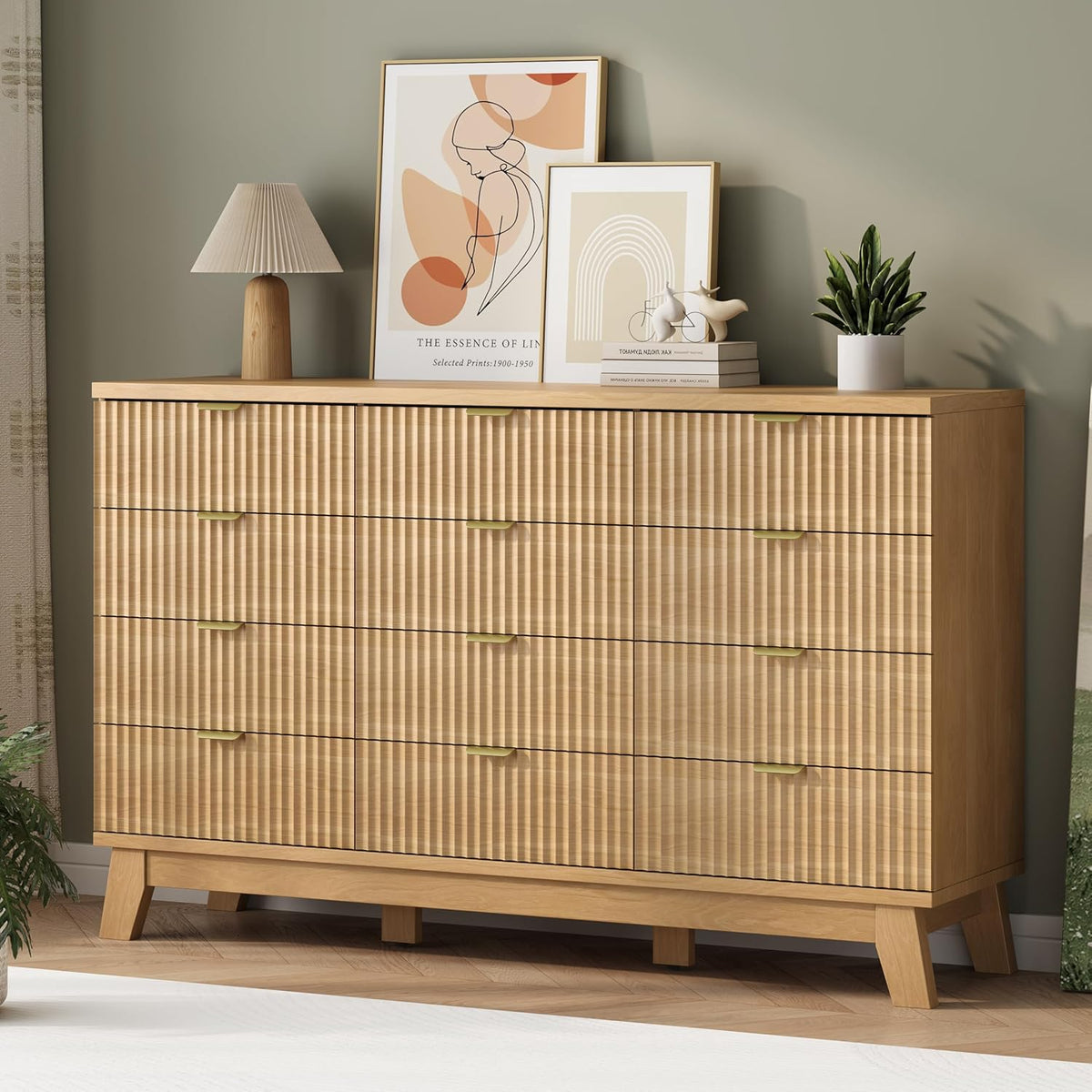 FANRAL 6 Drawers Dresser Fluted Dresser for Bedroom,en Chest of Drawers Modern Dresser for Closet, Dresser