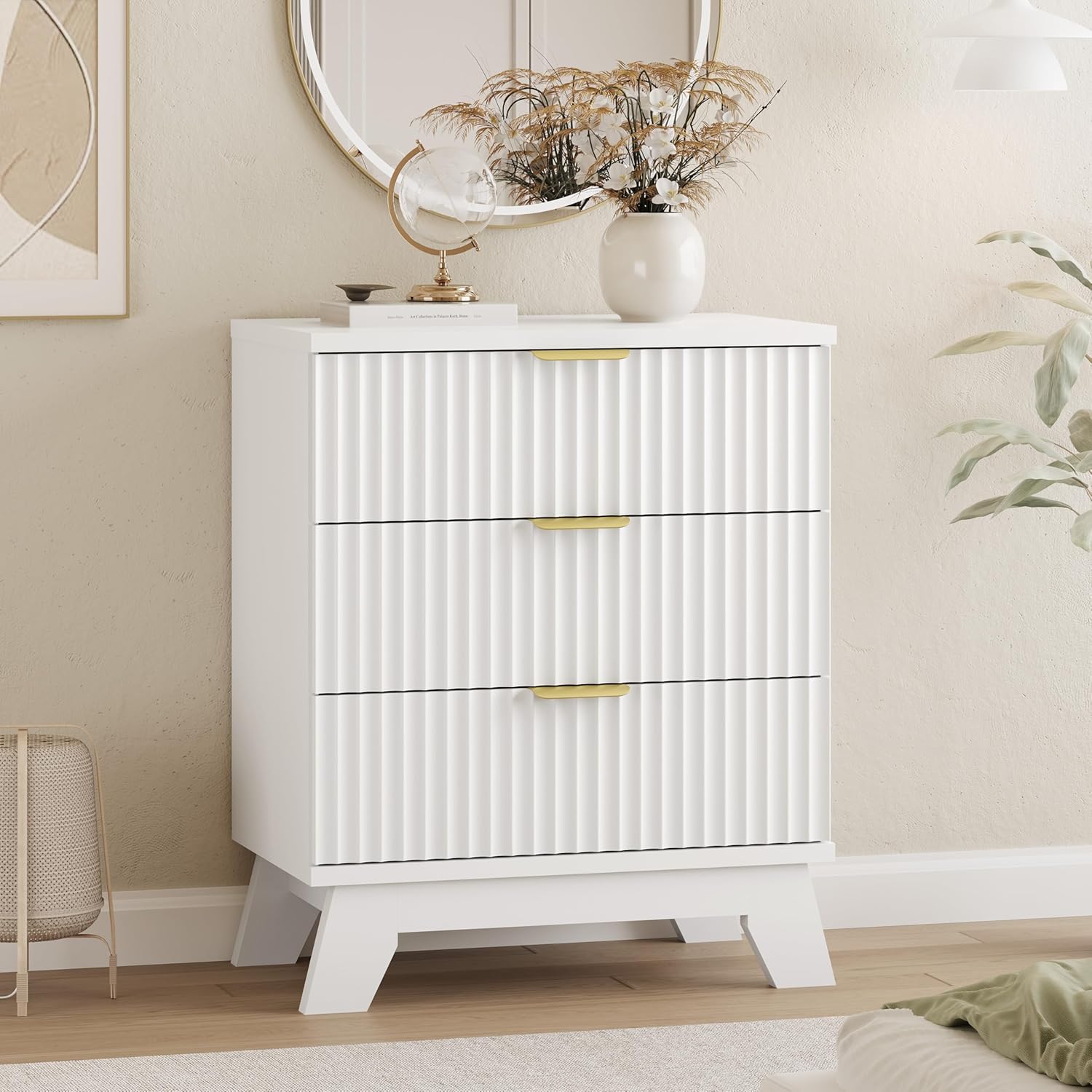 FANRAL 6 Drawers Dresser Fluted Dresser for Bedroom,en Chest of Drawers Modern Dresser for Closet, Dresser