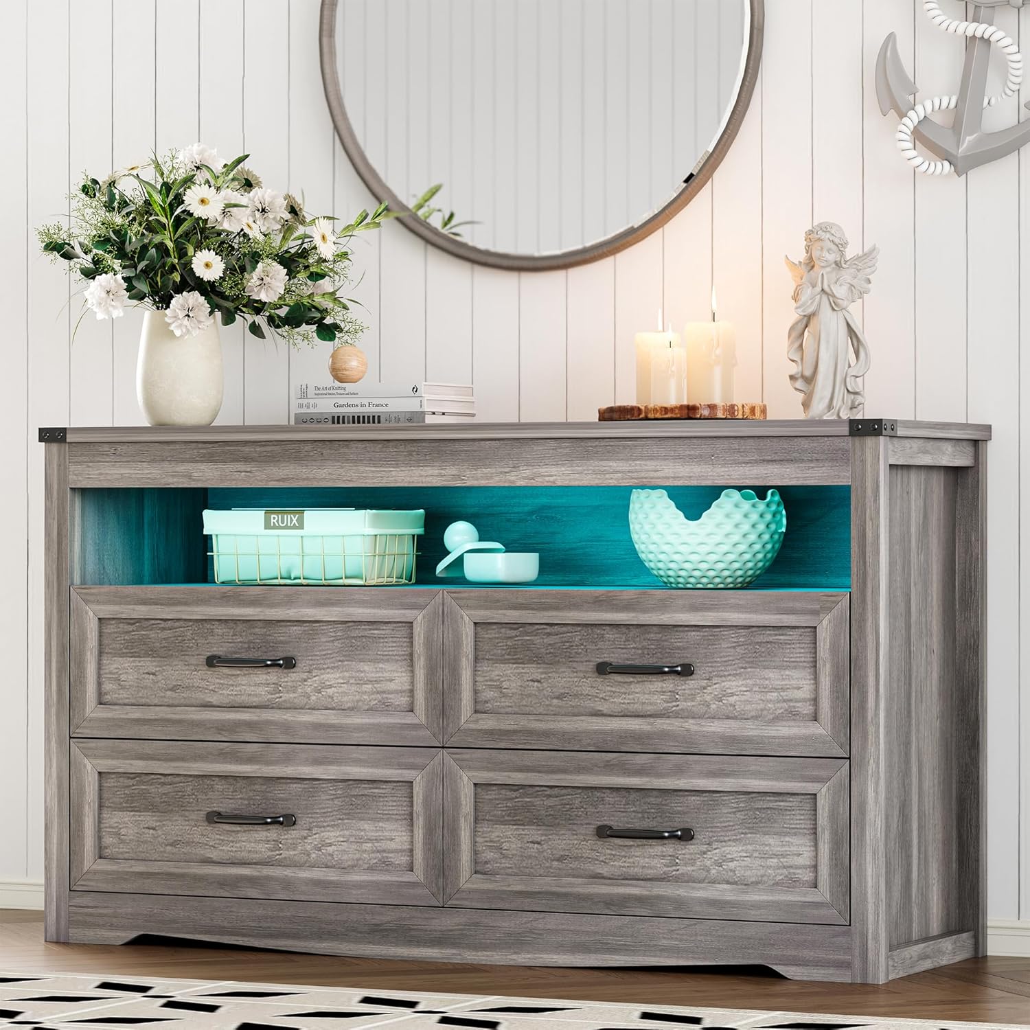FANRAL 6 Drawers Dresser for Bedroom,Modern en Chest of Drawers,Storage Organizer Dresser for Closet, Dresser