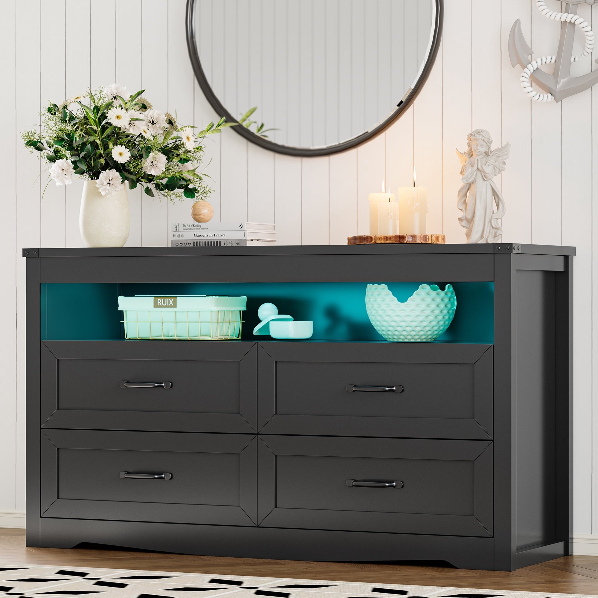 FANRAL 6 Drawers Dresser for Bedroom,Modern en Chest of Drawers,Storage Organizer Dresser for Closet, Dresser