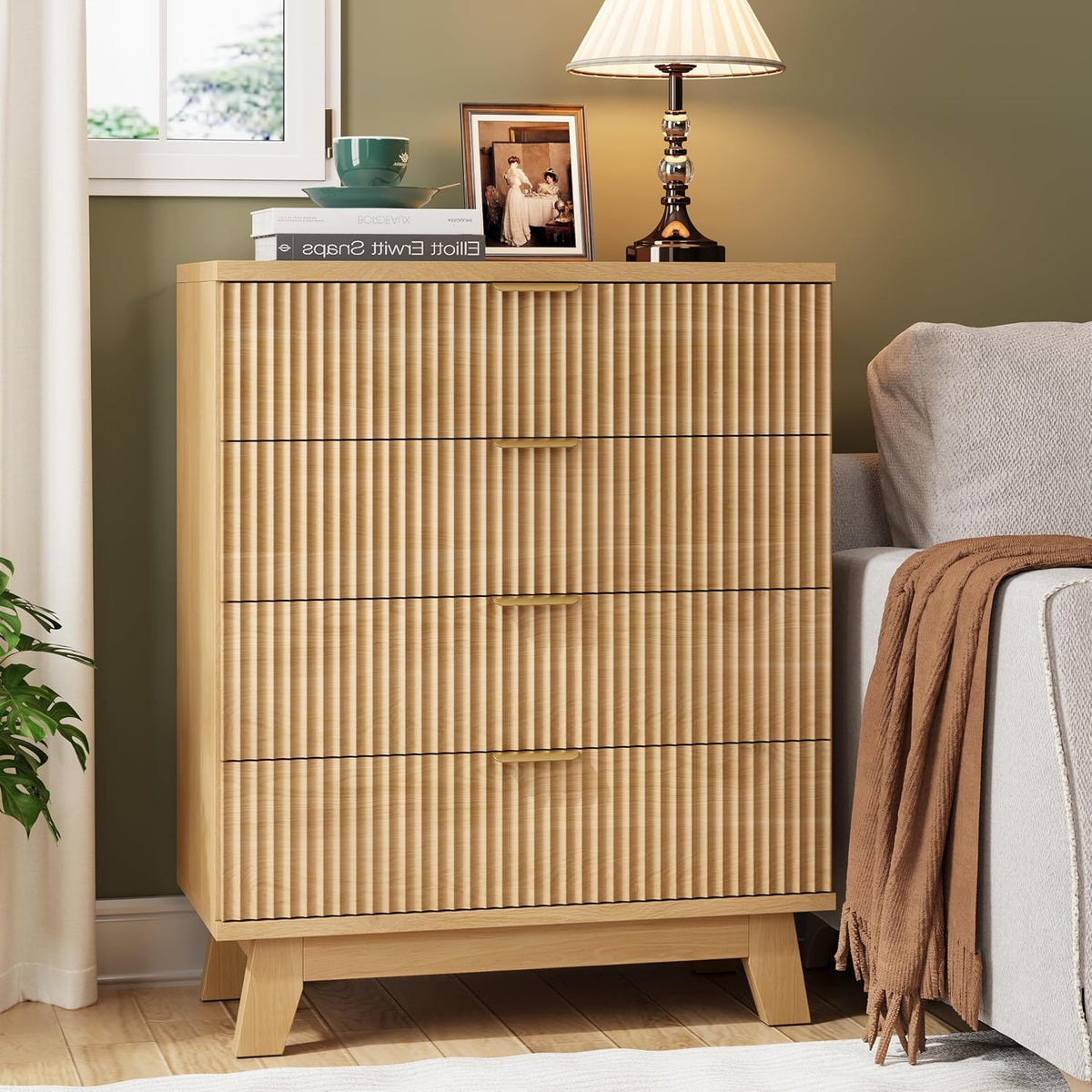 FANRAL 6 Drawers Dresser Fluted Dresser for Bedroom,en Chest of Drawers Modern Dresser for Closet, Dresser
