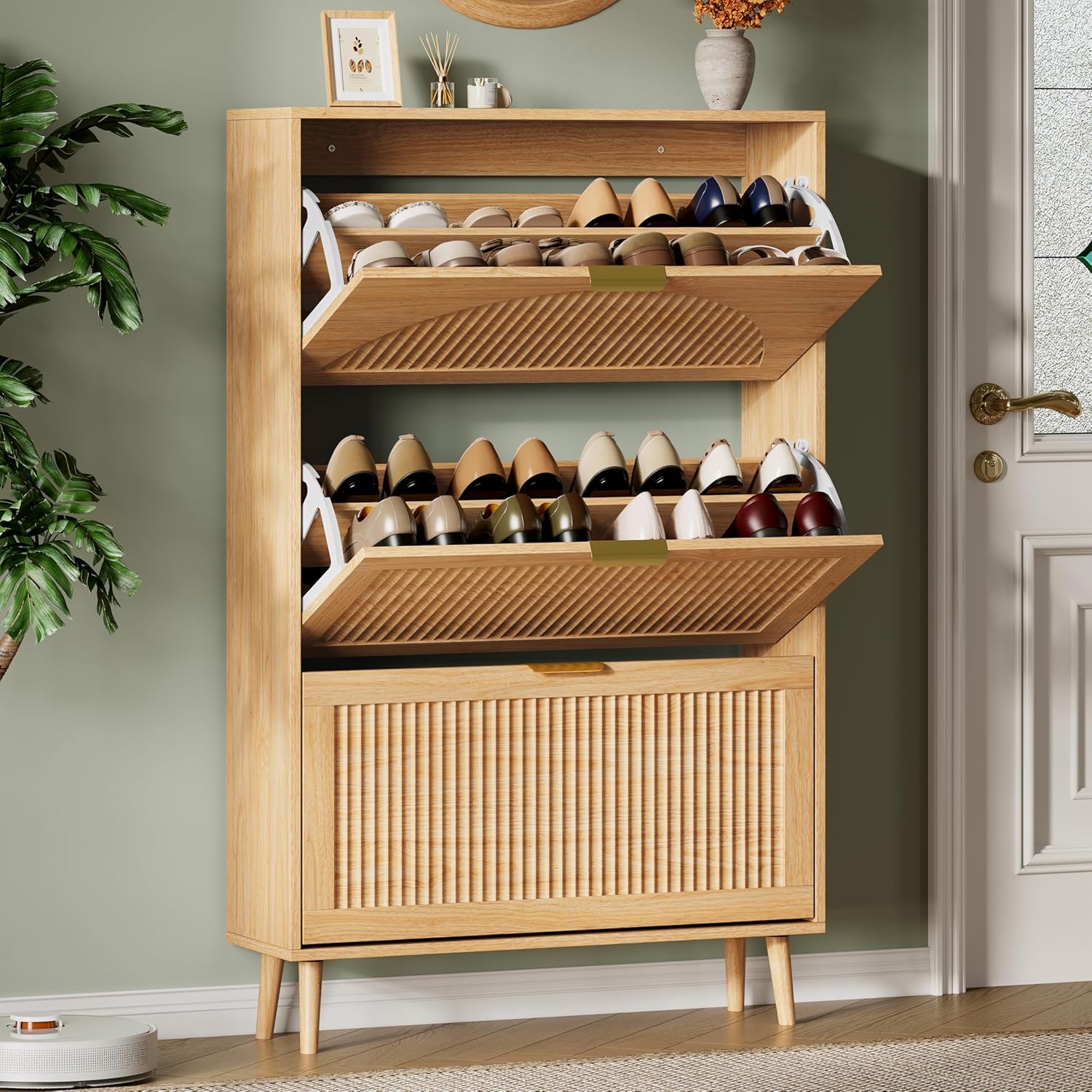FANRAL Shoe Cabinet, Shoe Rack with 6 Flip Drawers,Adjustable Shelves Narrow Shoe Storage Shoe Organizer for Entryway,