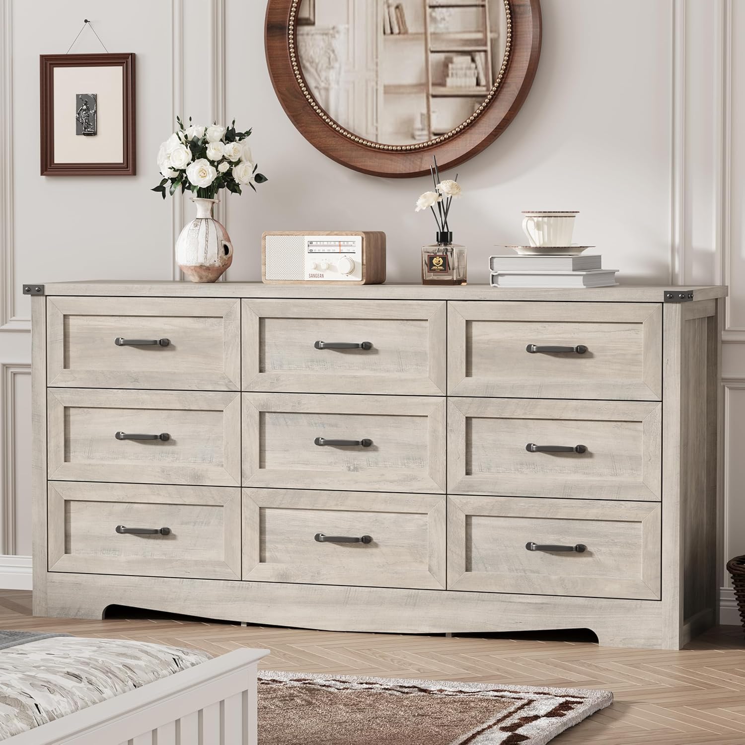 FANRAL 6 Drawers Dresser for Bedroom,Modern en Chest of Drawers,Storage Organizer Dresser for Closet, Dresser