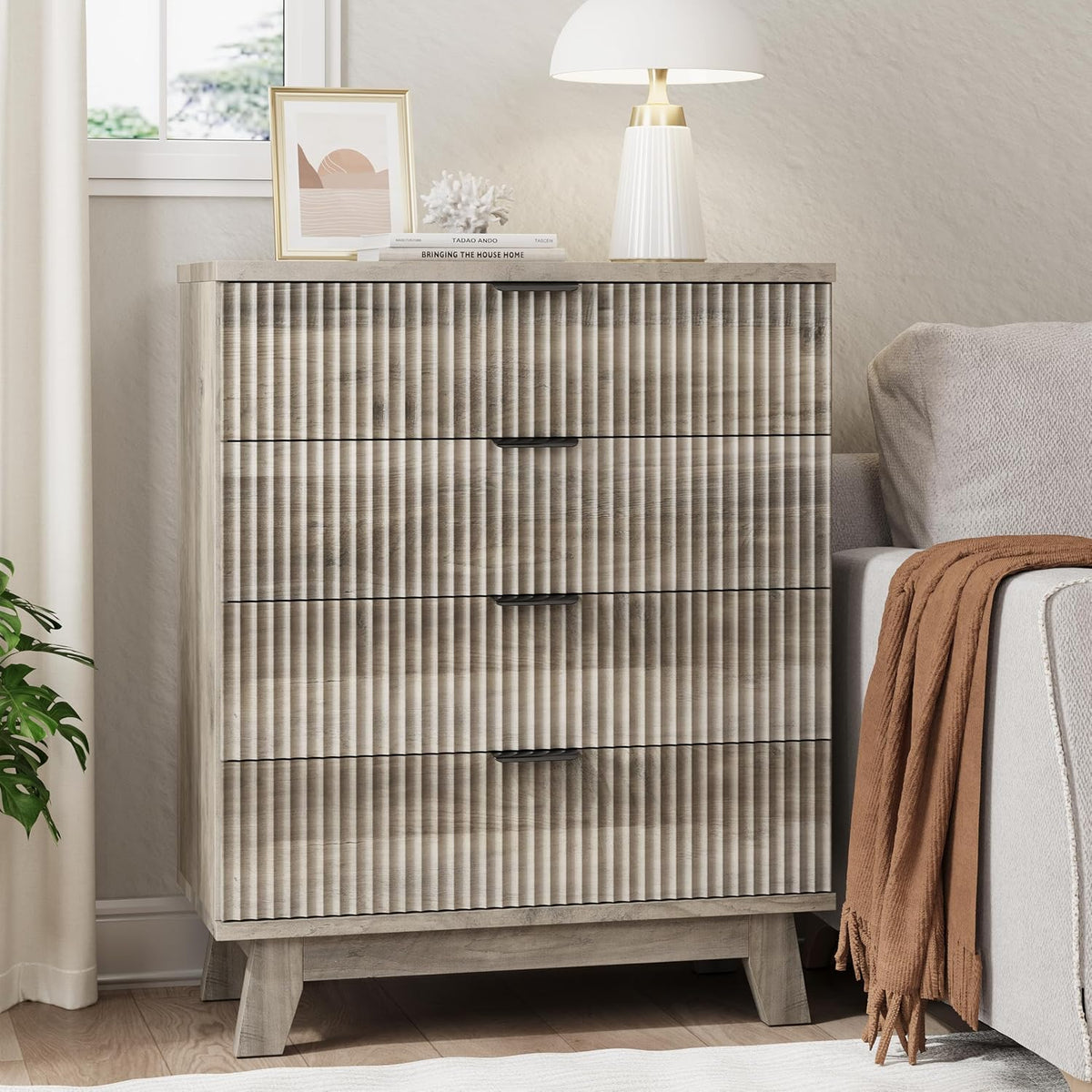 FANRAL 6 Drawers Dresser Fluted Dresser for Bedroom,en Chest of Drawers Modern Dresser for Closet, Dresser