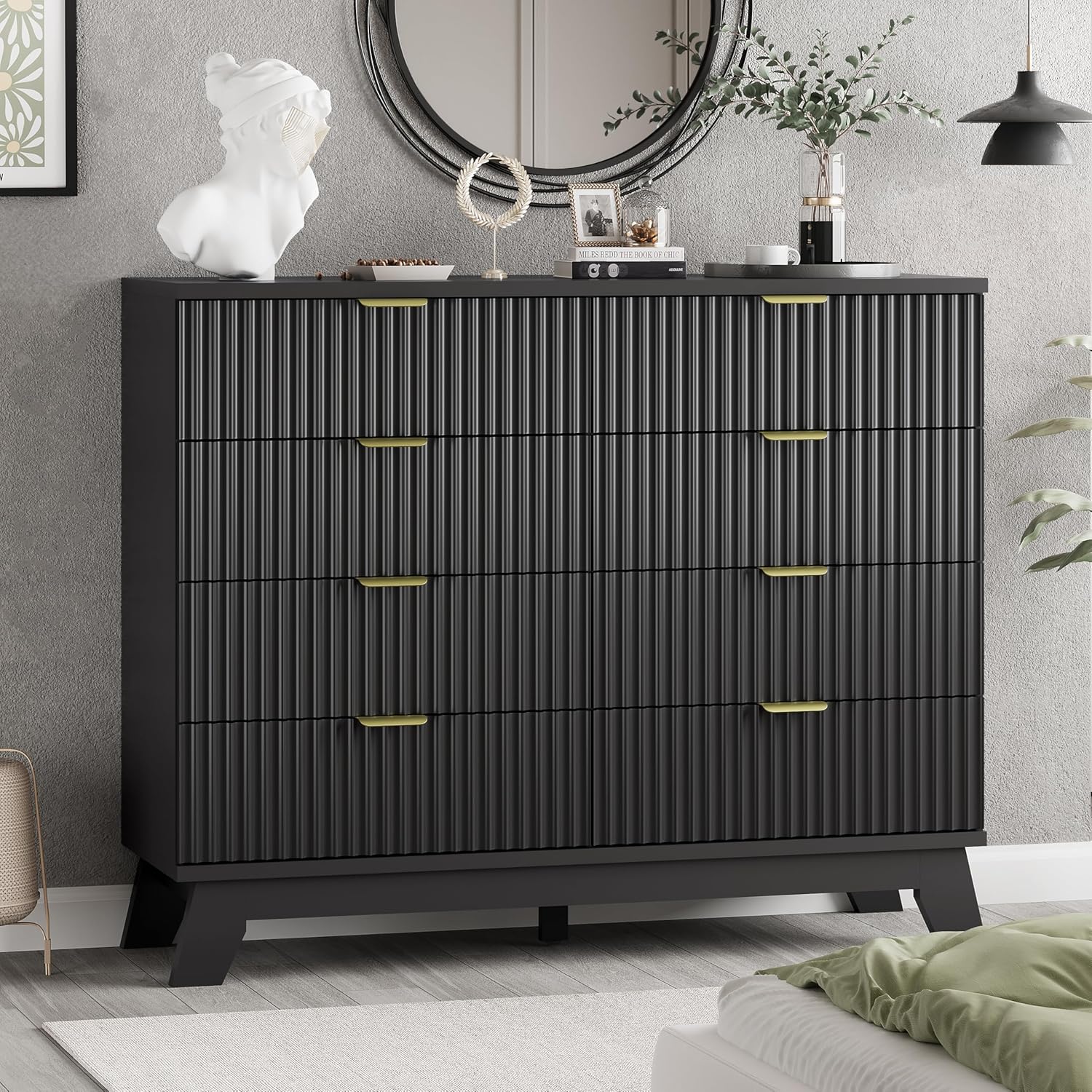 FANRAL 6 Drawers Dresser Fluted Dresser for Bedroom,en Chest of Drawers Modern Dresser for Closet, Dresser
